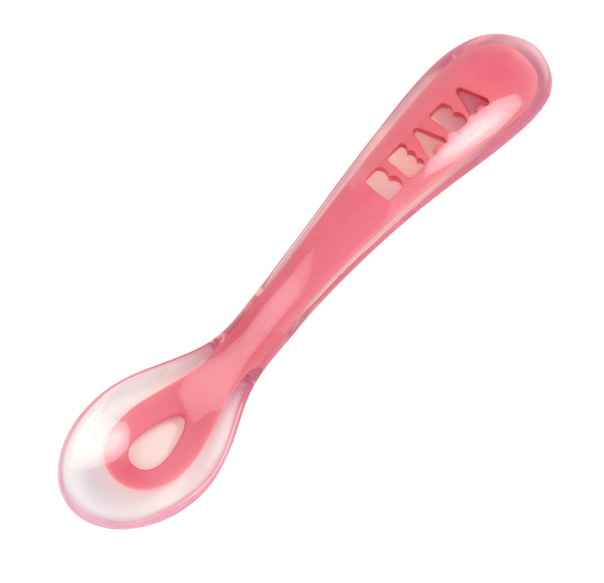 BEABA Silicone Suction Divided Plate Set with Spoon - BPA-Free Baby Feeding Dish - Microwave & Dishwasher Safe - Non-Slip Base for Toddlers - Rose Color | Perfect for Home, Travel & Daycare Use