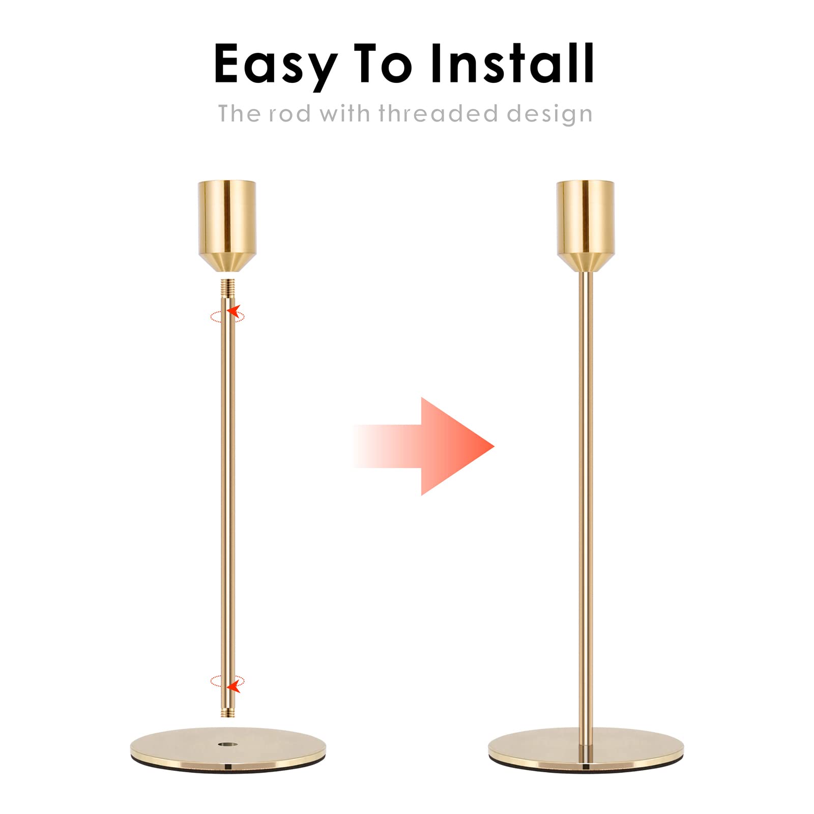 Elegant Gold Candle Holders Set of 6 - Premium Taper Candlestick Holders for Table Decor, Wedding Centerpieces, Dining, Anniversary & Party Decorations (Candles Not Included) | Perfect for Romantic Dinners, Holiday Tablescapes & Special Event Decor