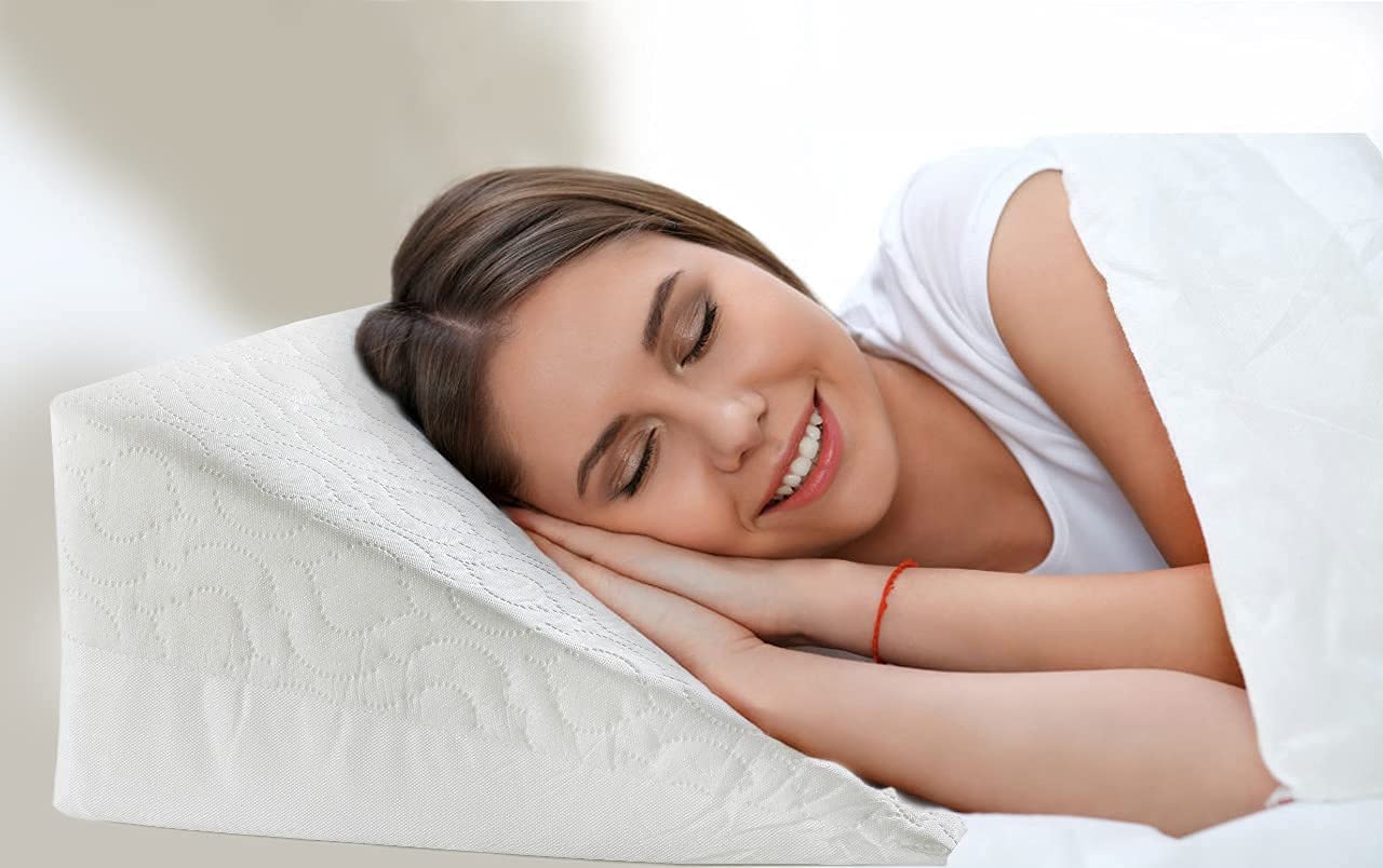 OrthoLift Memory Foam Wedge Pillow for Bed & Couch - Ergonomic Reading & Relaxation Cushion - Perfect for Back Pain Relief, Acid Reflux & Post-Surgery Support