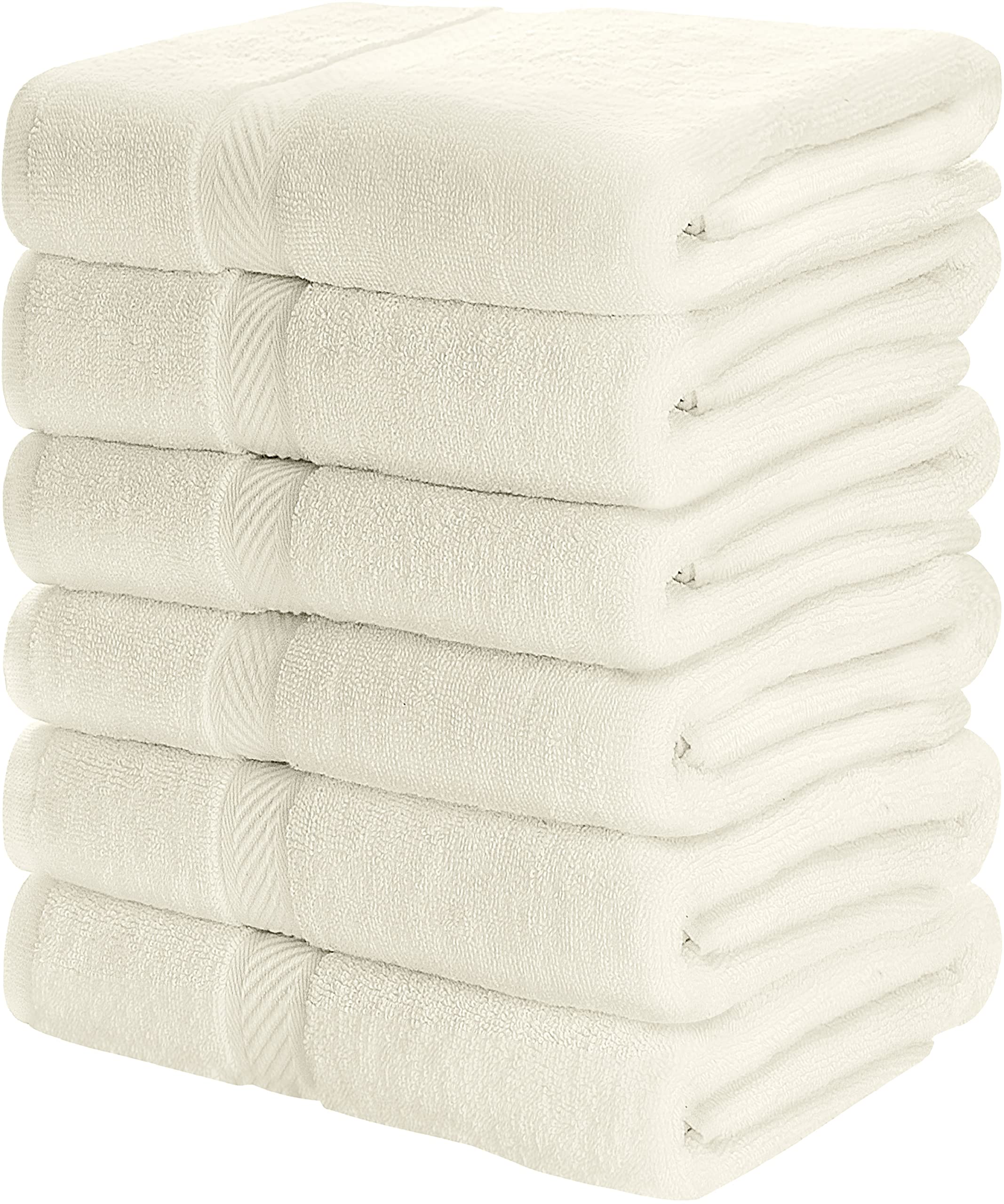 Utopia Towels 6-Pack Premium Small Bath Towels Set - 24x48 Inches, 500 GSM 100% Ring Spun Cotton - Ultra Soft, Lightweight & Highly Absorbent Quick-Drying Towels for Hotel, Spa, Bathroom & Gym - Ivory (Perfect for Travel, Guest Bathrooms & Luxury Home Use)