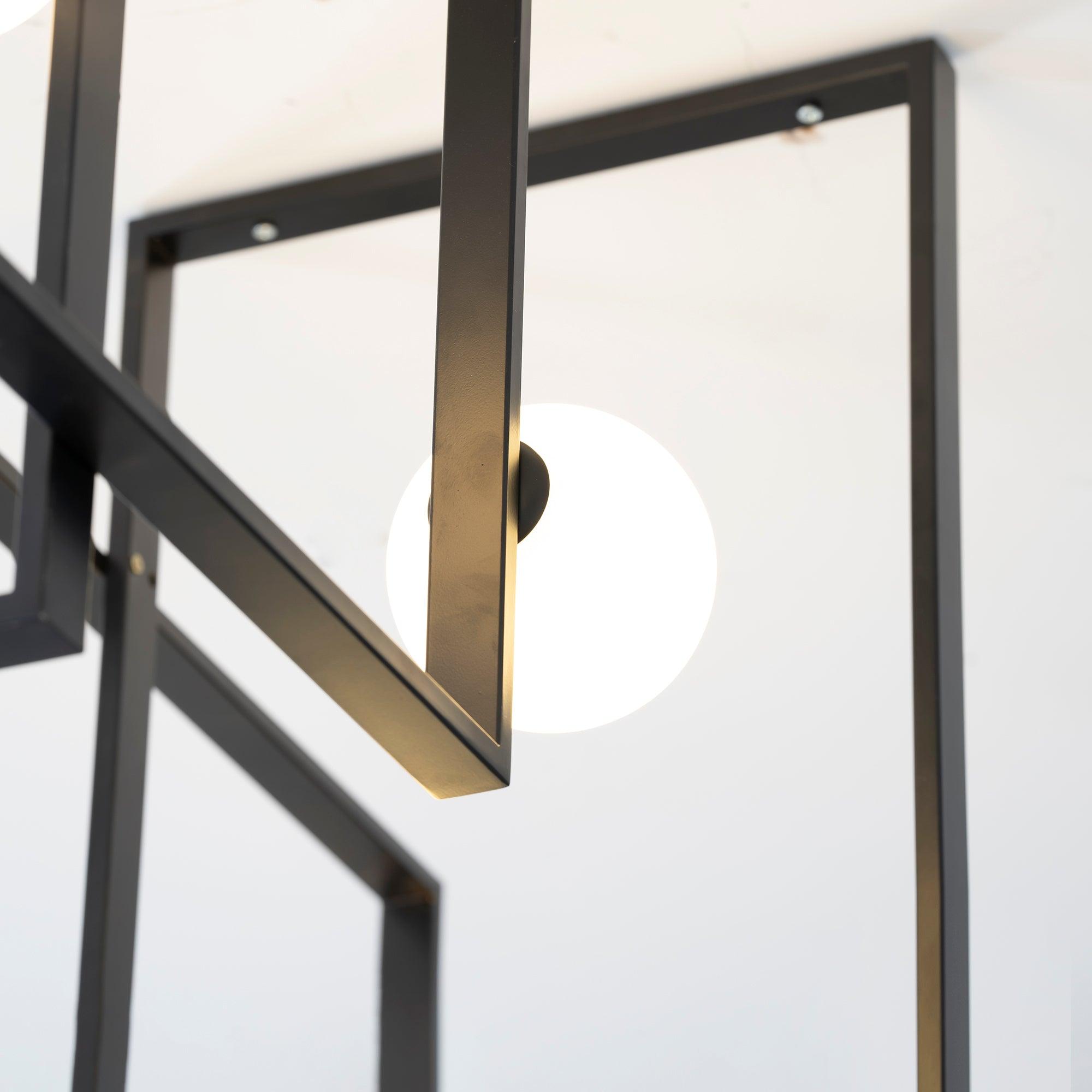 Modern Mondrian Style Glass Ceiling Light Fixture - Geometric Abstract Design for Dining Room, Living Room & Bedroom Lighting