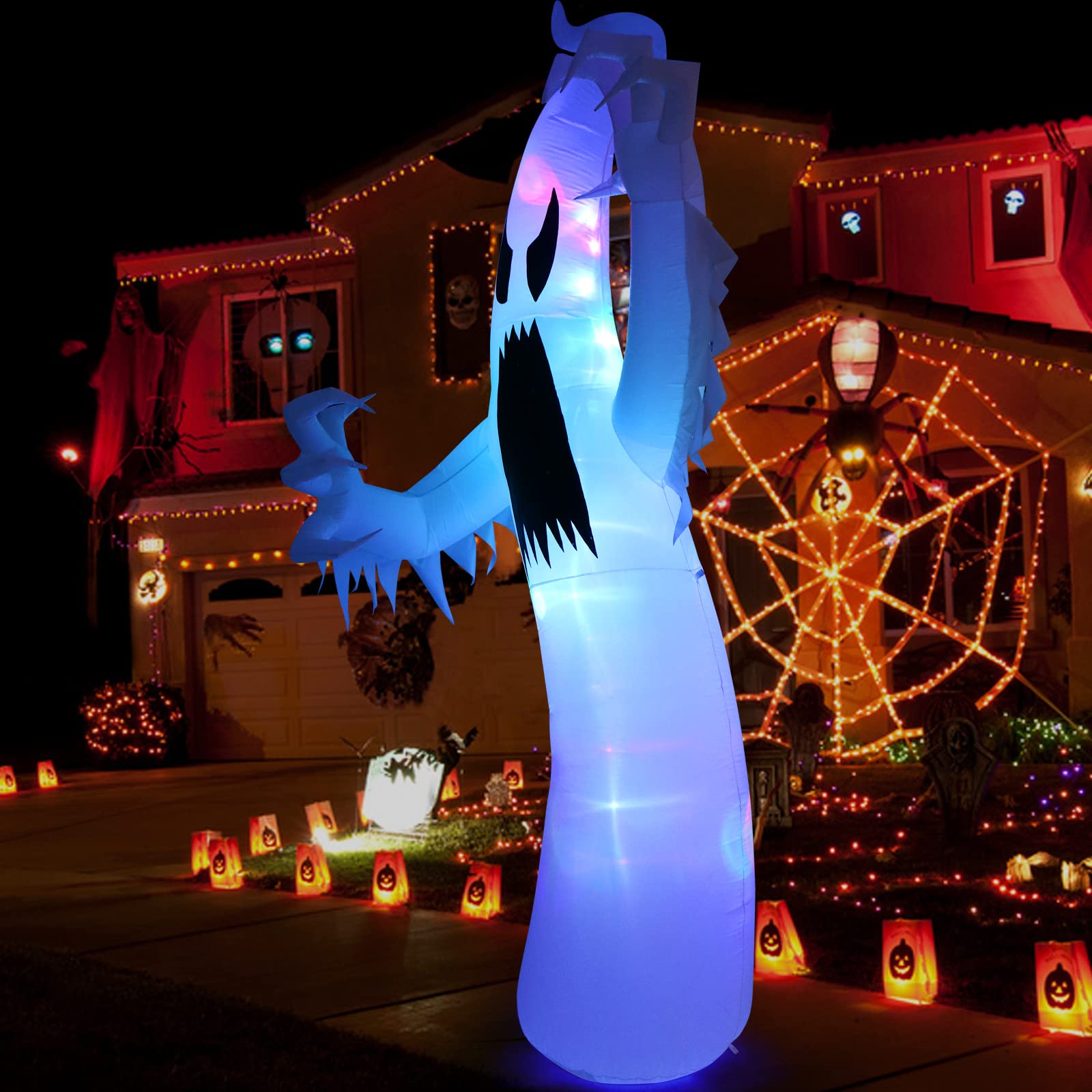 TOLOCO 12 FT Halloween Inflatable Outdoor Decoration with LED Lights - Spooky Yard Decor for Halloween Party, Haunted House, and Trick or Treating
