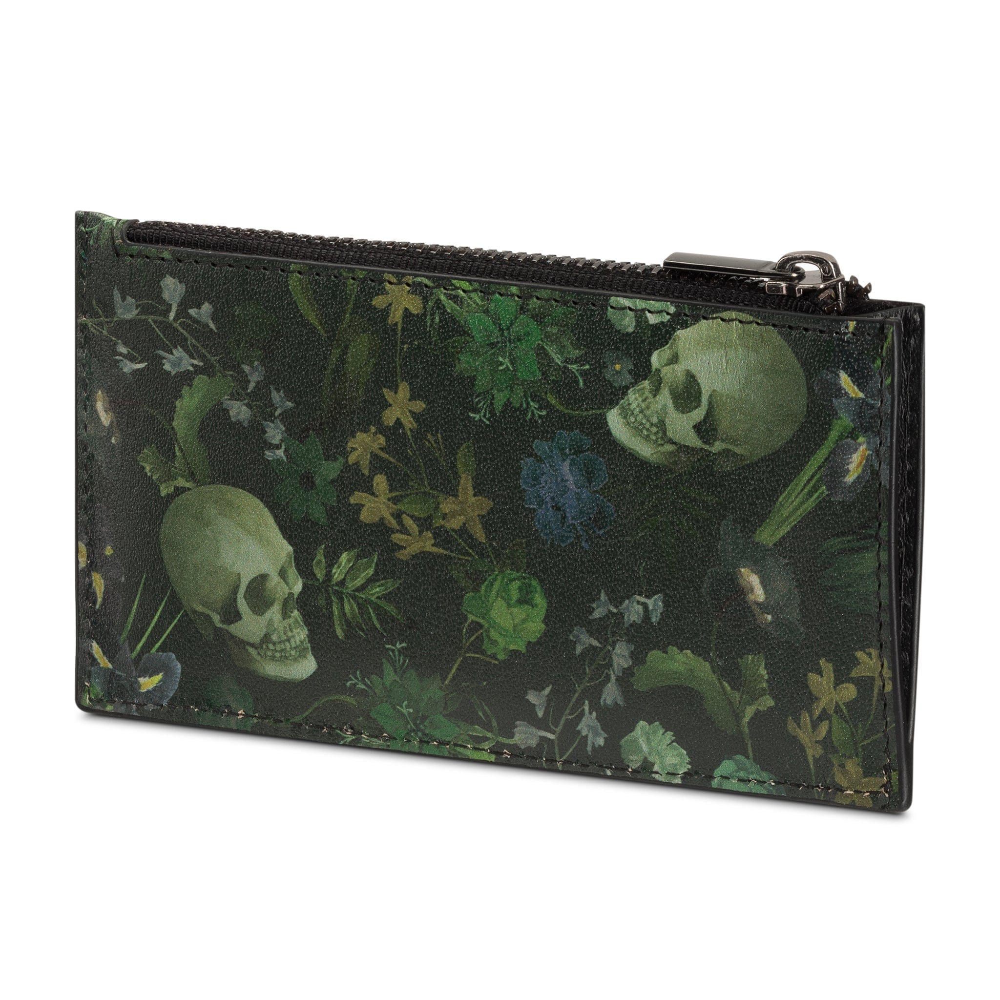 Dutch Green Floral Zipper Leather Card Holder - Slim RFID Blocking Wallet for Women & Men - Perfect for Travel, Business, and Everyday Use
