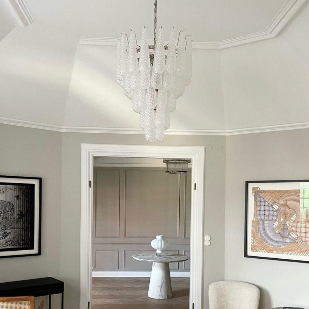 Exquisite Murano Glass Dewdrop Chandelier - Handcrafted Italian Crystal Pendant Light for Dining Room & Living Room Decor | Elegant Ceiling Lighting Fixture for Home & Wedding Venues