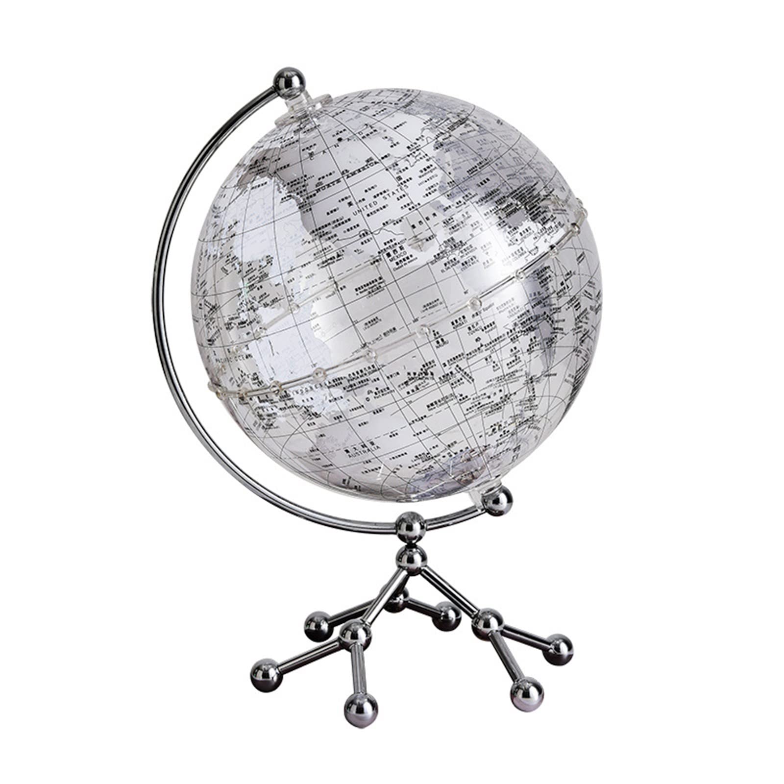 DFDGBD Earth Acrylic Model Decor - Silver Gray Globe with LED Lights for Home Office Living Room Desk Decor | Creative Gift for Christmas, Housewarming & Interior Design