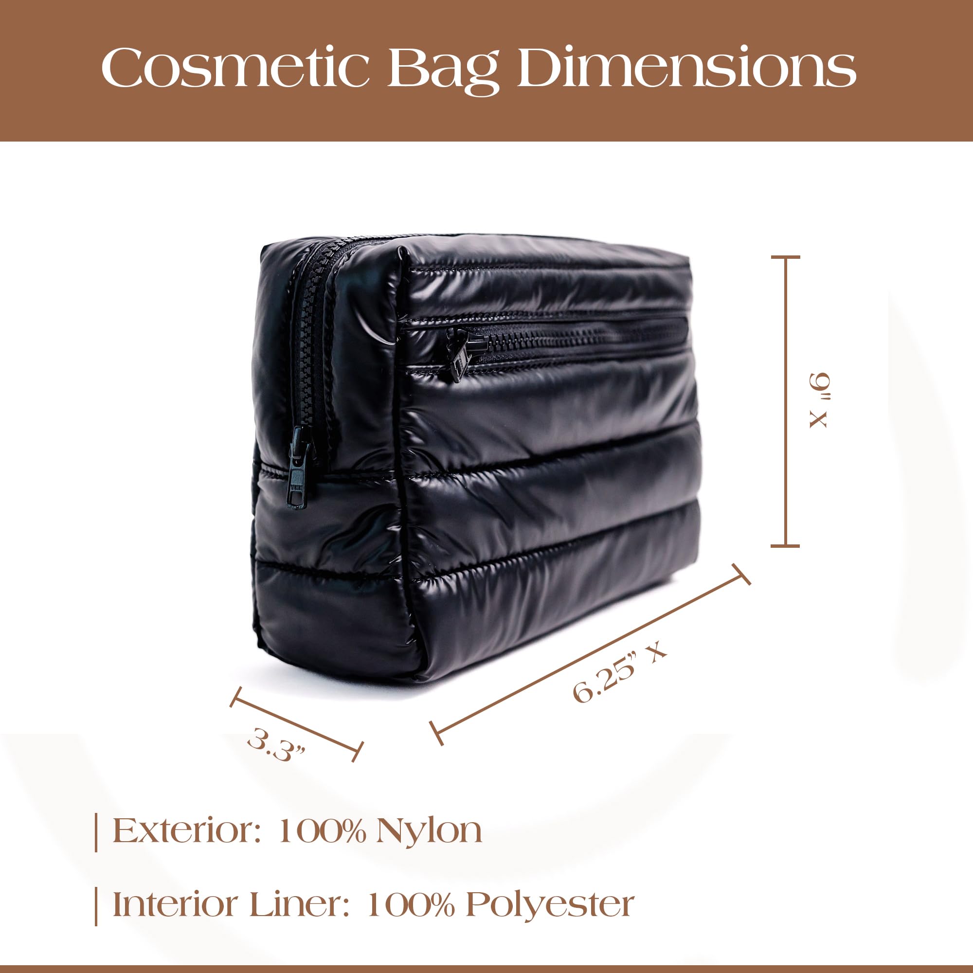 Premium Women's Cosmetic Bag - Large Waterproof Makeup & Toiletry Travel Organizer for Business Trips, Vacations & Weekend Getaways | Durable Storage Pouch for Cosmetics, Skincare & Essentials (Black) - Perfect for Travel, Gym & Daily Use
