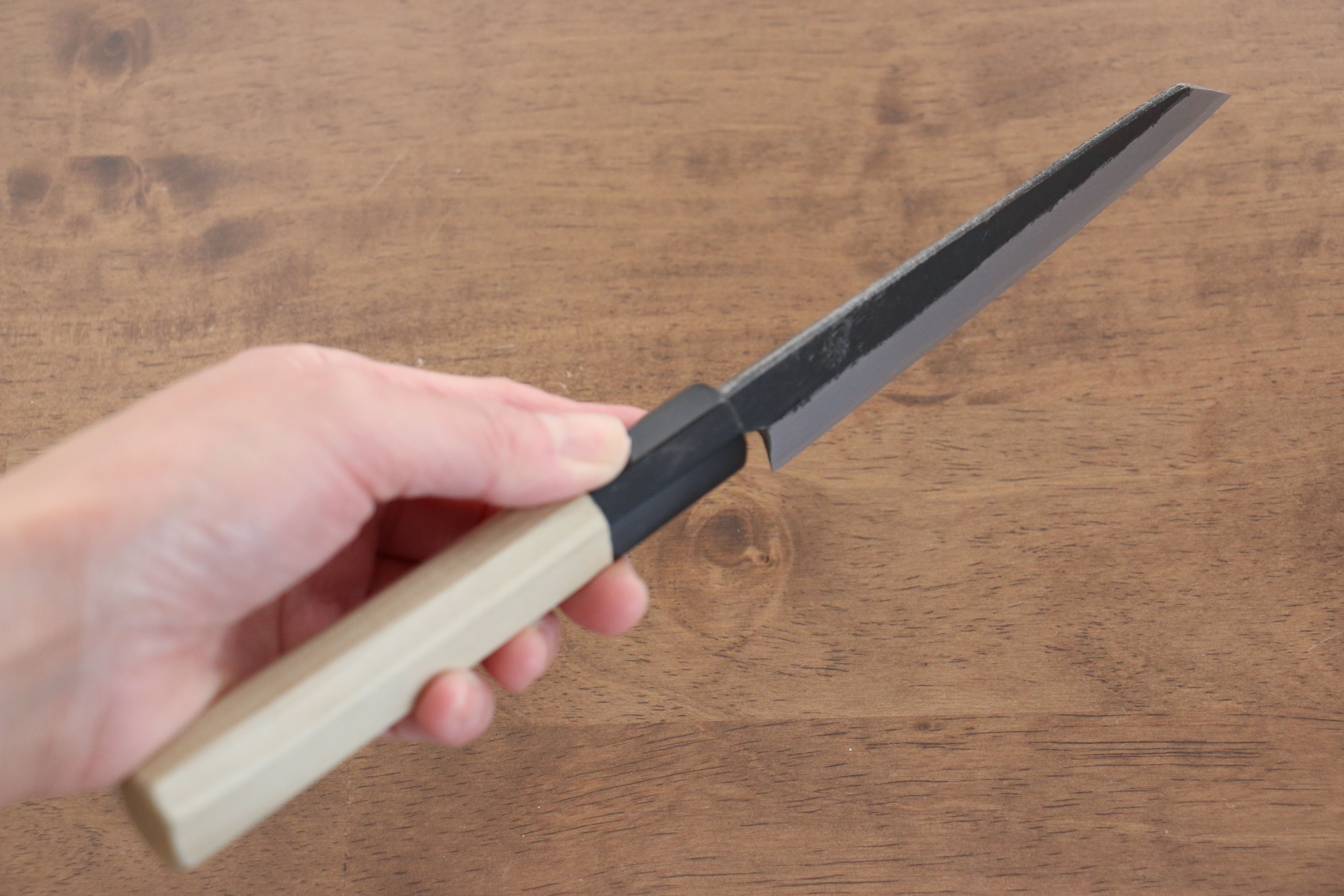 Premium Kikuzuki White Steel No.2 Black Kiritsuke Petty Knife 135mm - Magnolia Wood Handle - Japanese Kitchen Utility Knife for Slicing, Chopping & Precision Cutting - Perfect for Chefs & Home Cooks