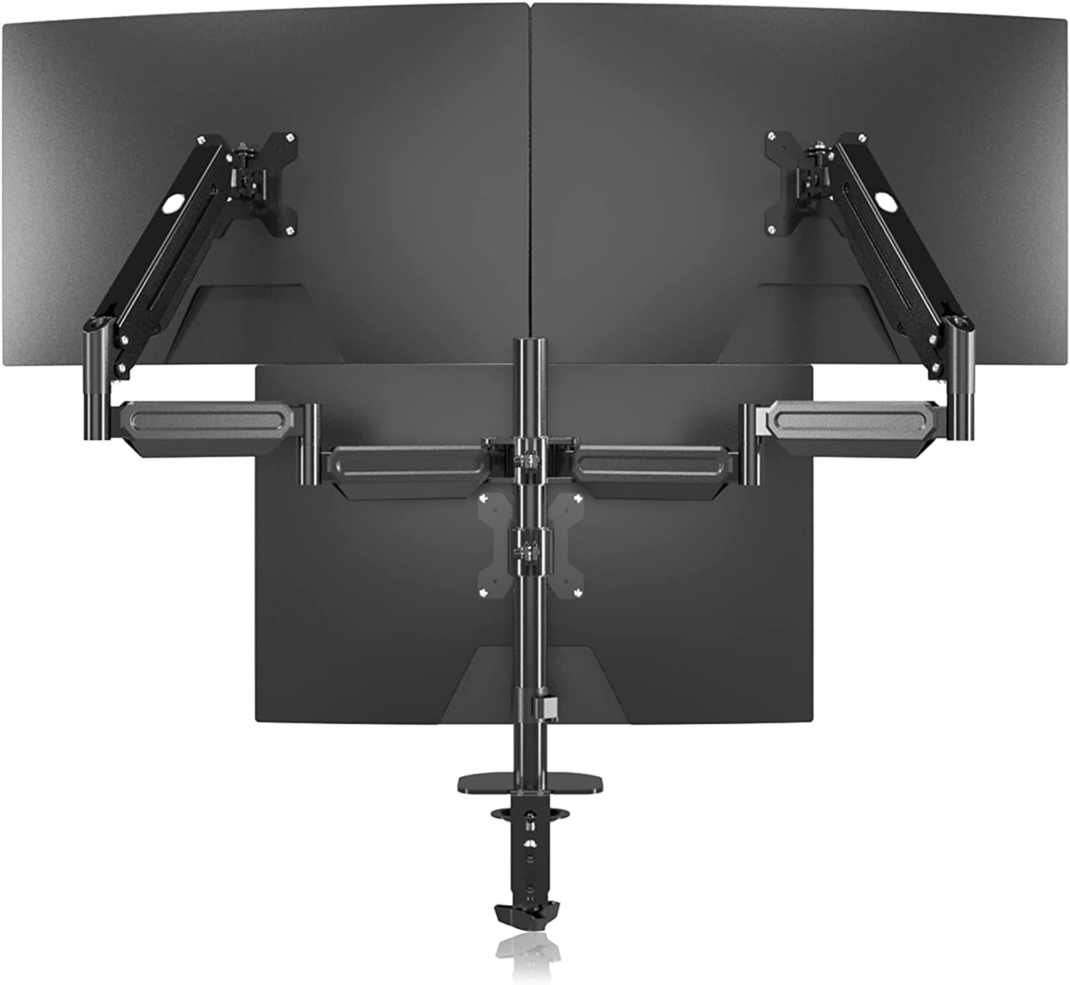 Triple Monitor Mount Stand for 3 Screens 17-27 Inch - Adjustable Gas Spring Monitor Arm with Tilt Swivel Rotation, Supports up to 6kg Each Screen, 2 Installation Options (MD8003) - Perfect for Home Office, Gaming Setup & Multi-Tasking Workspace