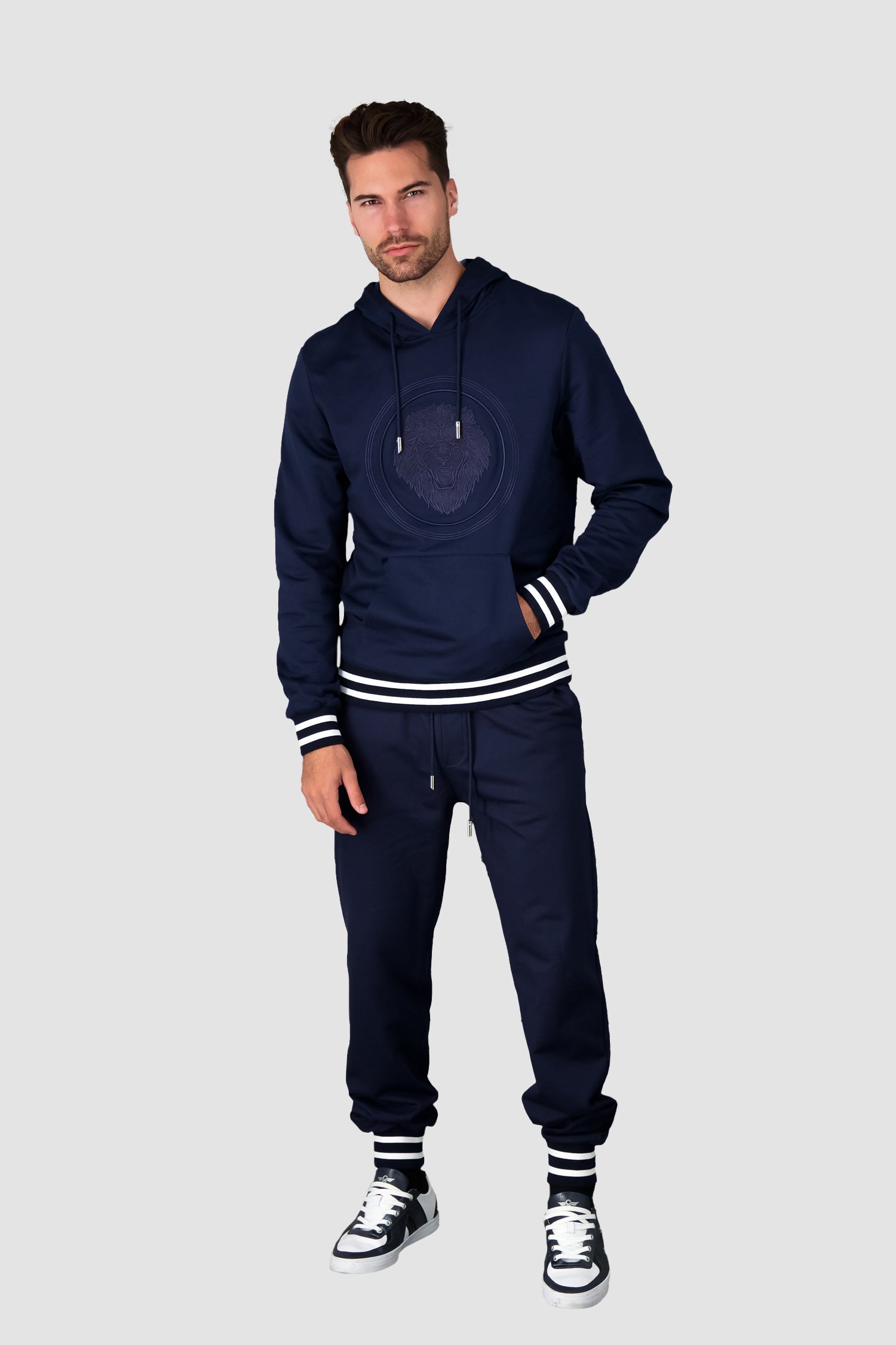 Billionaire Dark Blue Luxury Hoodie for Men - Premium Soft Cotton Zip Up Hooded Sweatshirt - Perfect for Casual Wear, Gym, and Outdoor Activities