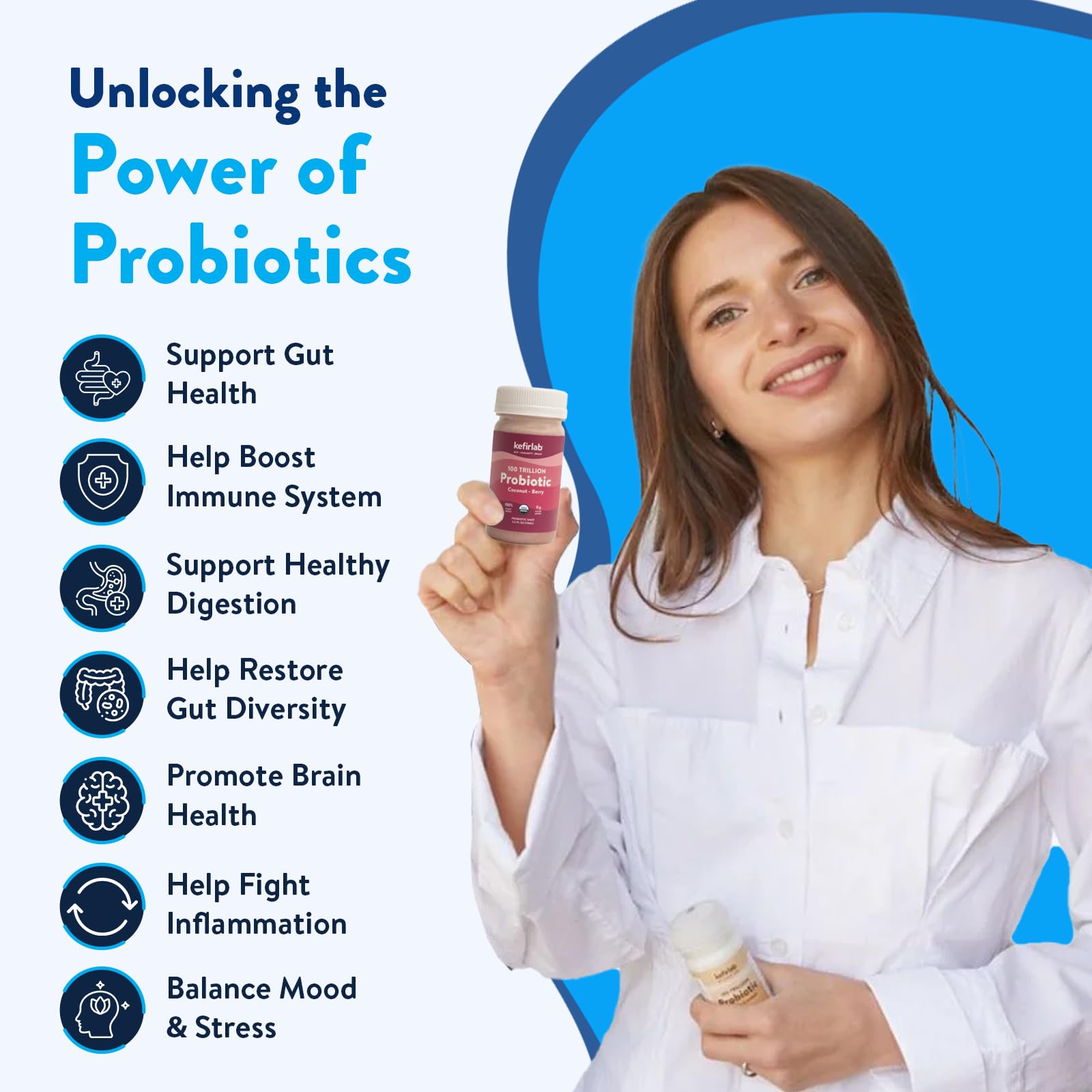 Probiotics 100 Billion CFU - 36 Strains - Vegan & Organic - Supports Digestion, Immune System, Brain Health & Mood - Berry Flavor (16-Pack) - Daily Gut Health Supplement for Adults & Kids