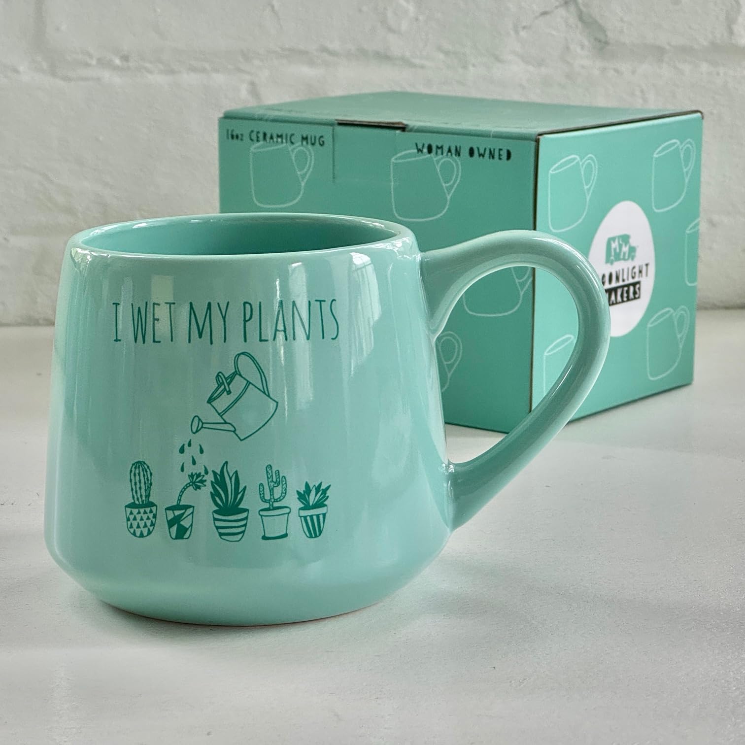 Moonlight Makers I Wet My Plants 16oz Ceramic Coffee Mug - Funny Novelty Cup for Plant Lovers, Perfect Gift for Women & Coffee Enthusiasts - Ideal for Home, Office Use or Fall Tea/Coffee Drinking