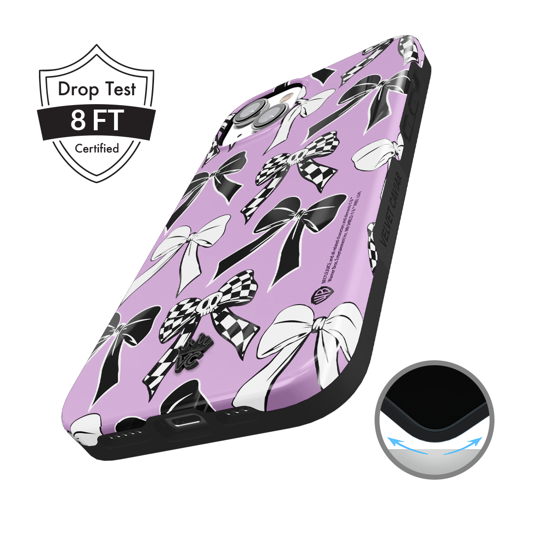 Beetlejuice Bows iPhone Case - Stylish Protective Cover for iPhone 13/14/15 Pro Max - Durable Shockproof Slim Design - Perfect for Halloween, Cosplay, and Movie Fans