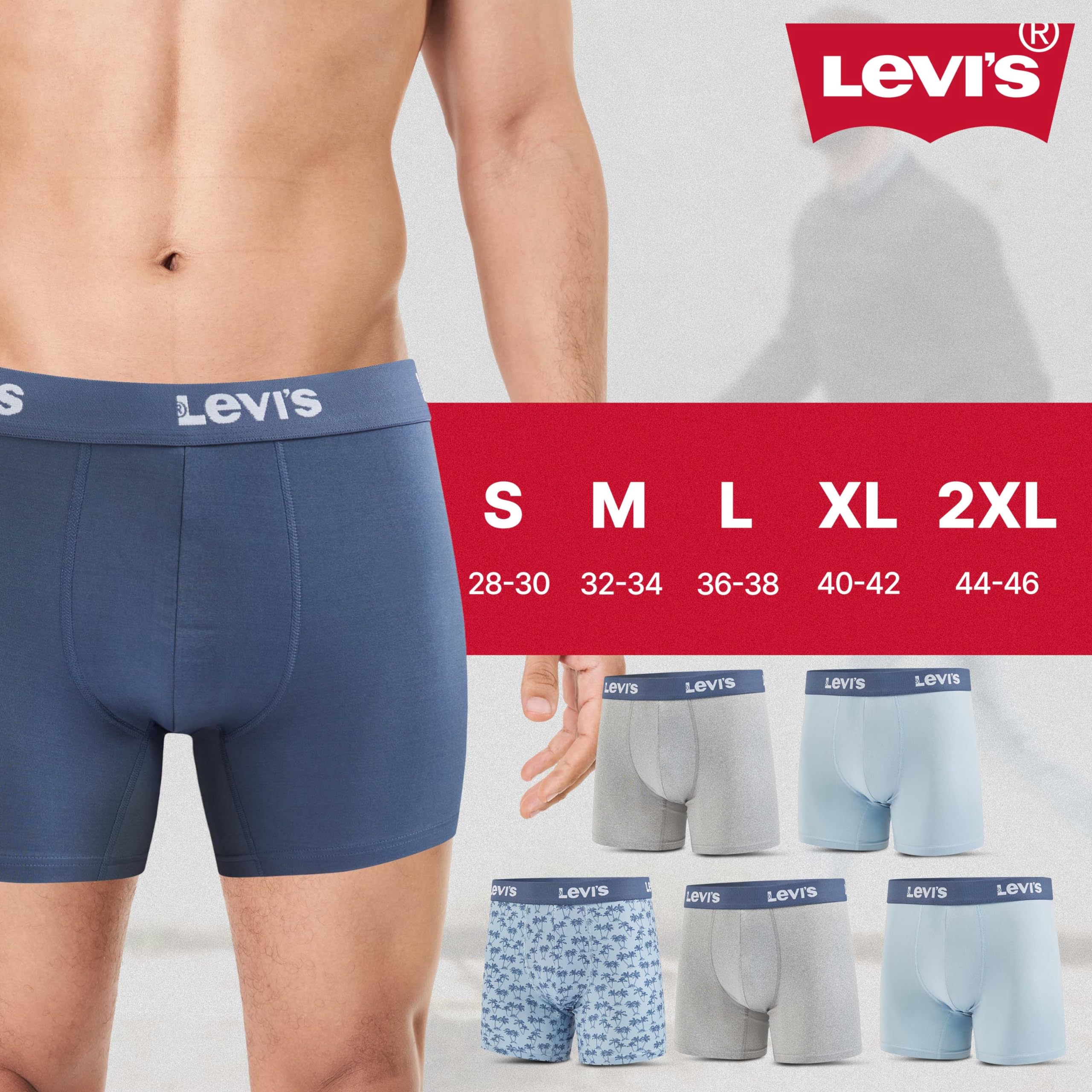 Levi's Men's Underwear 6-Pack Boxer Briefs - Soft Stretch Microfiber Comfortable Underwear for Everyday Wear, Workout & Sleep