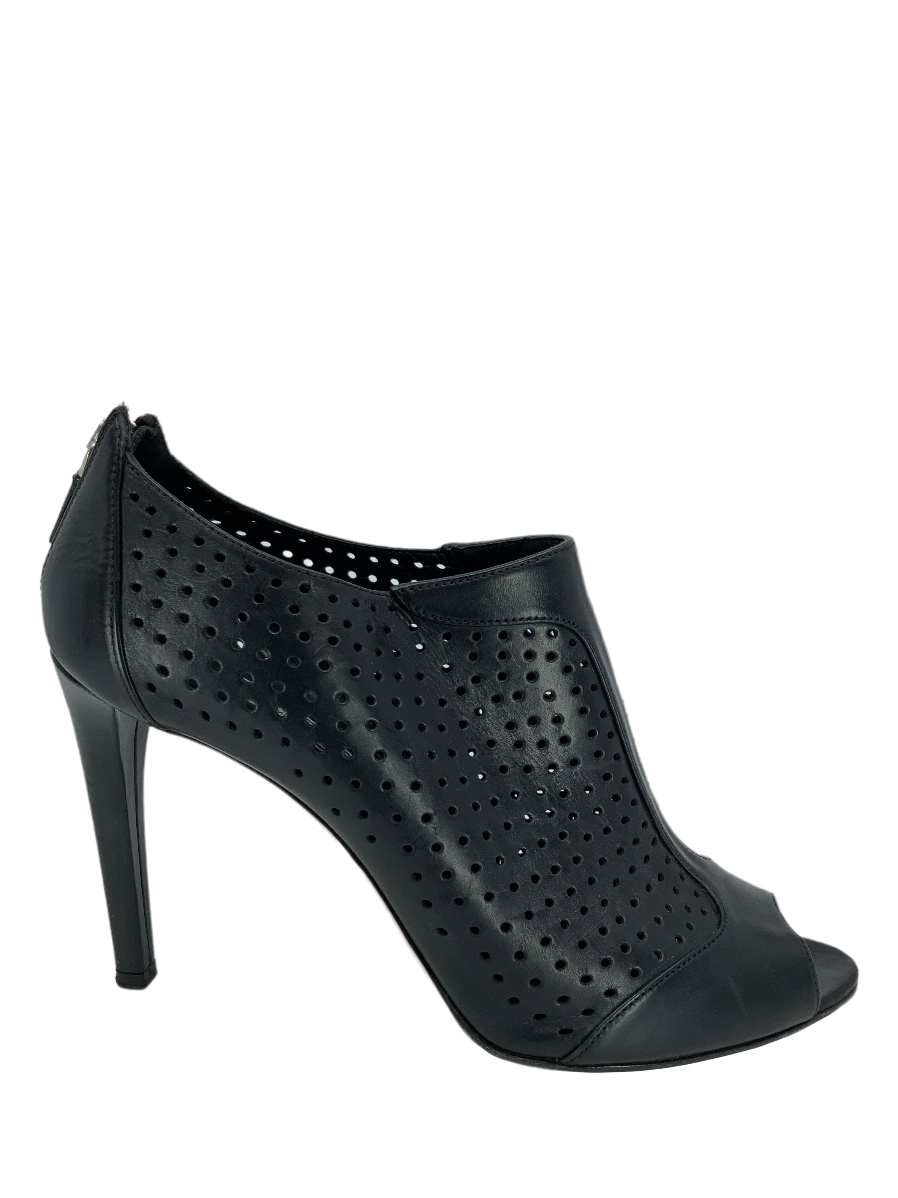 PRADA Perforated Leather Open Toe Booties Women's Size 12 - Stylish Summer Sandals for Casual Outings & Evening Events