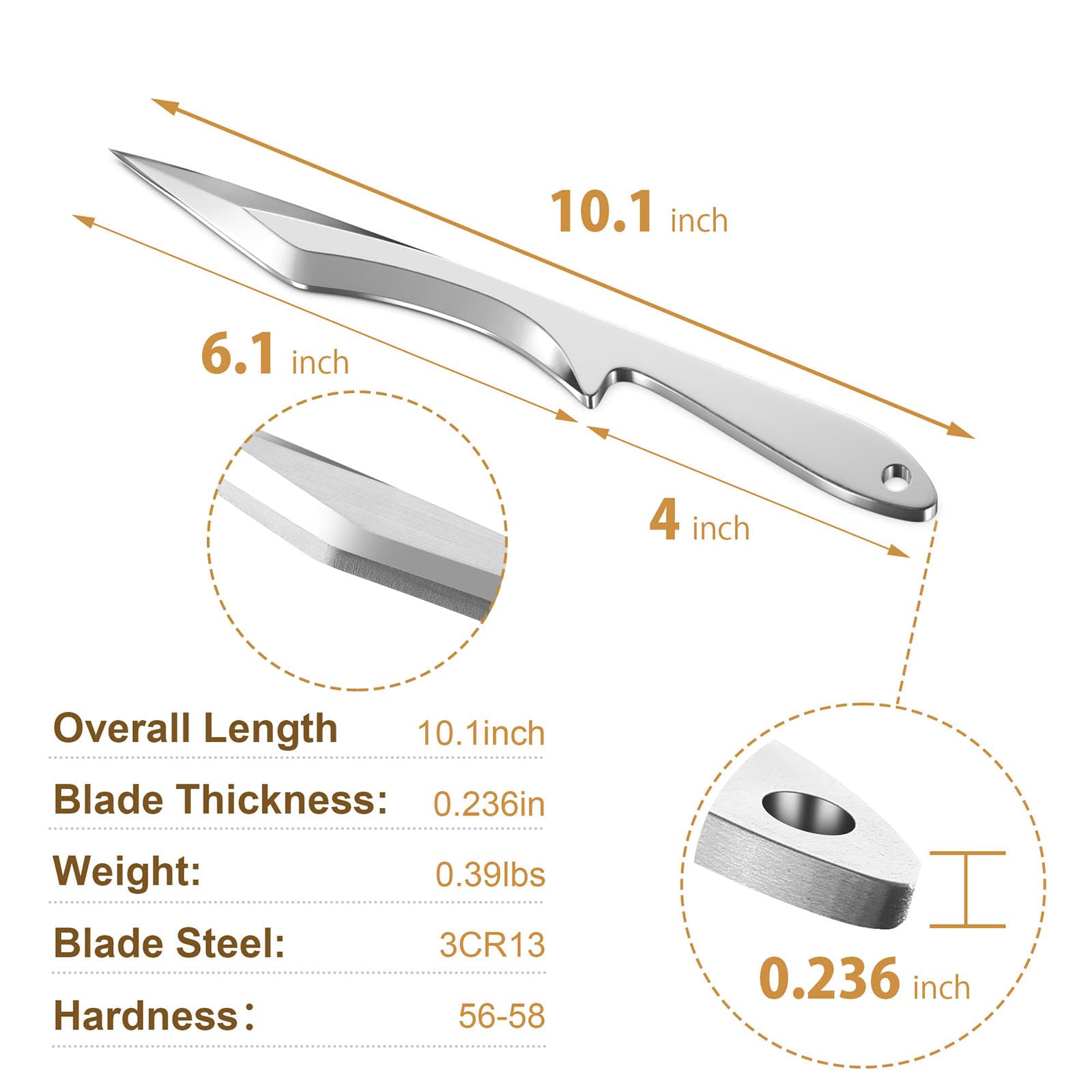 Professional Throwing Knives Set of 3 - 10 Inch Stainless Steel Full Tang Spike Knives with Nylon Sheaths - Perfectly Balanced for No-Spin Throwing - Ideal for Outdoor Recreation, Target Practice & Competitive Knife Throwing Sports