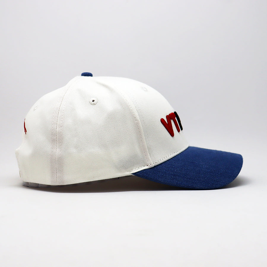 Future Looks Bright VT MOM White & Denim Dual Tone Snapback Hat | Adjustable Baseball Cap for Women & Men | Perfect for Sports, Outdoor Activities & Casual Wear