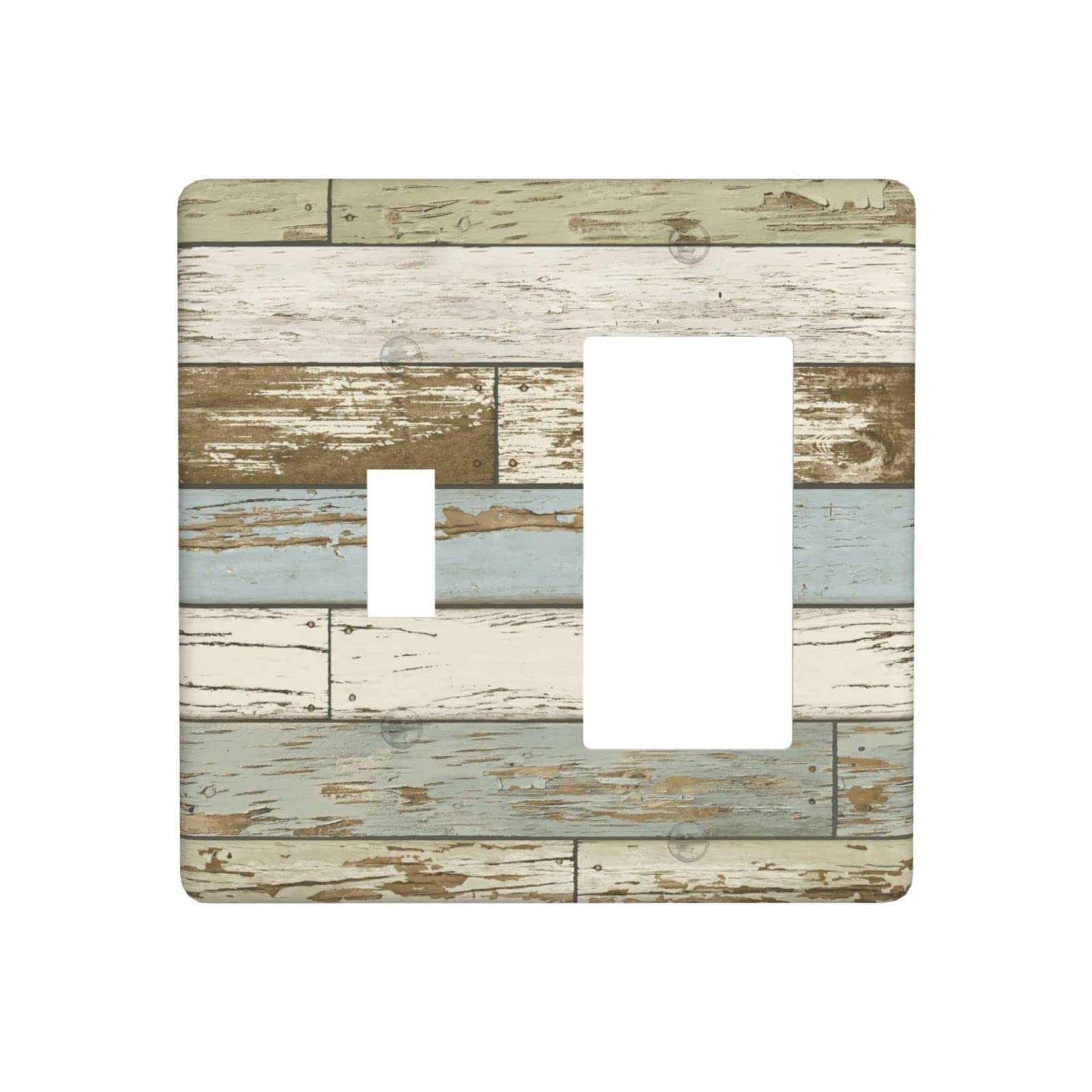 Farmhouse Style 2 Gang Wall Plate - 1 Toggle & 1 Rocker Switch Cover - Standard Size 4.5