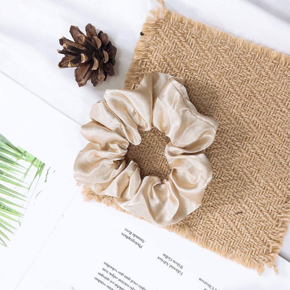 6-Piece Satin Silk Scrunchies for Women - Soft No-Slip Hair Ties, Ponytail Holders for Thick Hair - Gentle Wedding & Bridal Accessories (Perfect for Daily Use, Workouts, and Special Occasions)