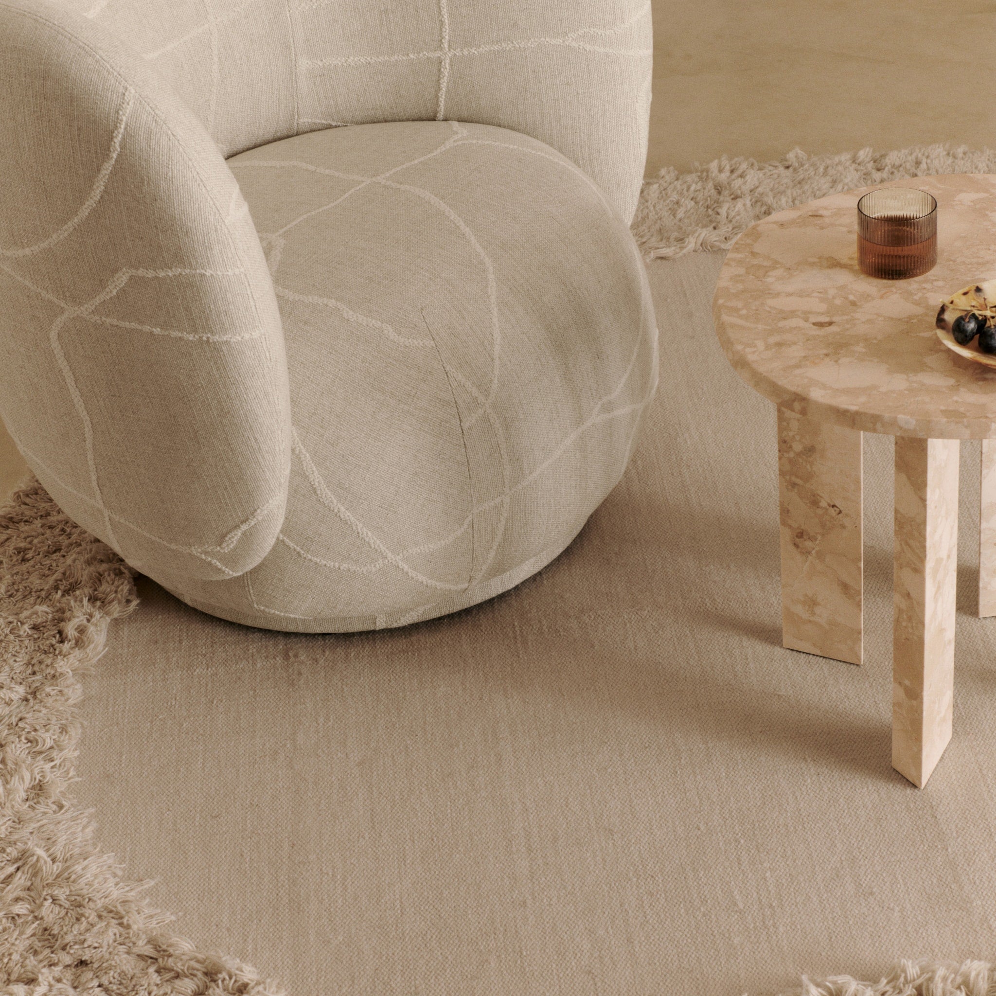 FERM LIVING Norte Outdoor Rug - 210cm Round Natural Fiber Rug for Patio, Garden, Deck & Backyard Decor