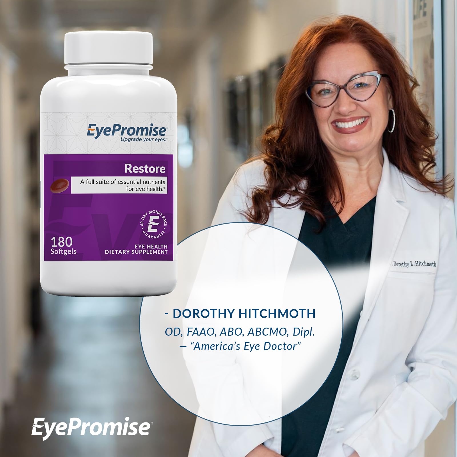 EyePromise Restore Eye Health Supplement - 180 Softgel Capsules with Lutein, Zeaxanthin, Omega-3, Vitamins C, D & E - Clinically Proven Vision Support Formula for Adults - Perfect for Computer Users, Gamers & Aging Eyes