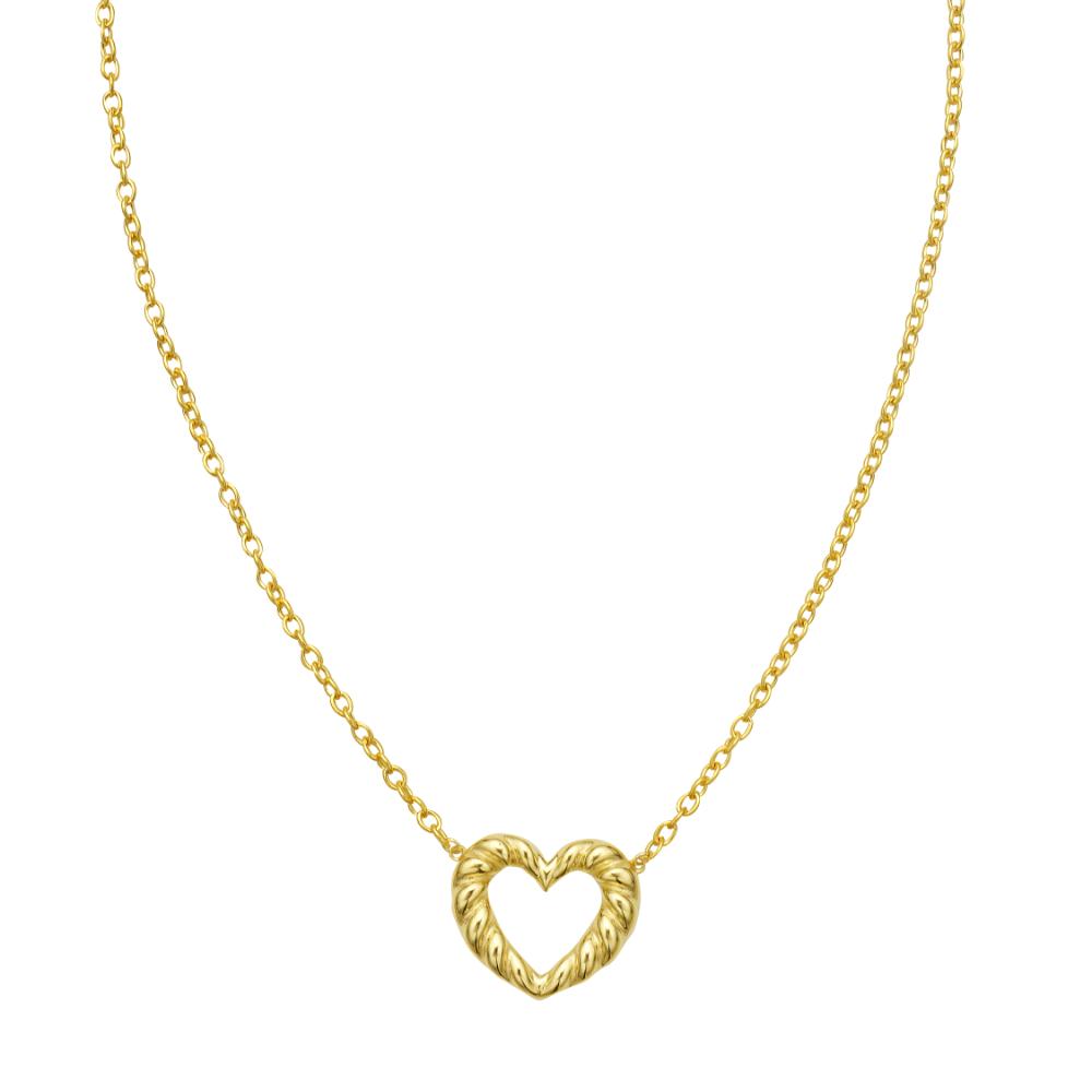 14K Gold Braided Open Heart Pendant Necklace for Women - Elegant Layering Jewelry for Valentine's Day, Anniversary & Everyday Wear