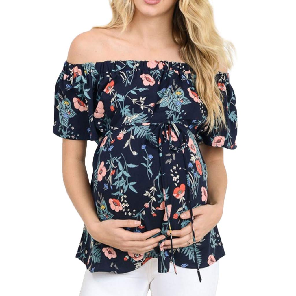 Women's Maternity Tops - Short Sleeve Breastfeeding Shirts & Off Shoulder Floral T-Shirt Dresses for Nursing Mothers | Perfect for Pregnancy, Nursing & Everyday Comfort