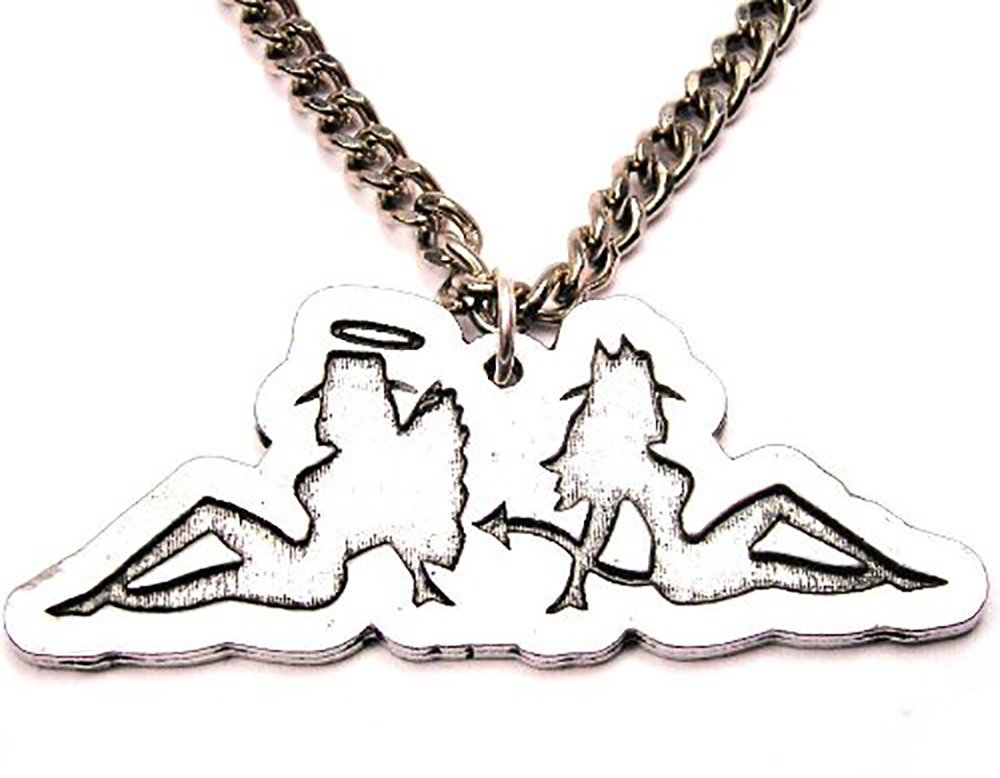 Angel and Devil Mud Flag Charm Necklace for Girls - 18 Inch Adjustable Chain - Perfect for Parties, Gifts, and Everyday Wear