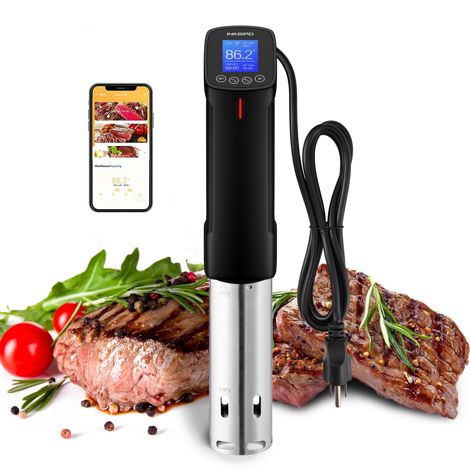 Inkbird WIFI Sous Vide Machine ISV-100W - 1000W Precision Cooker with APP Control, 14 Preset Recipes & Calibration Function | Fast-Heating Immersion Circulator for Home Chefs | Perfect for Steak, Seafood & Meal Prep Gifts