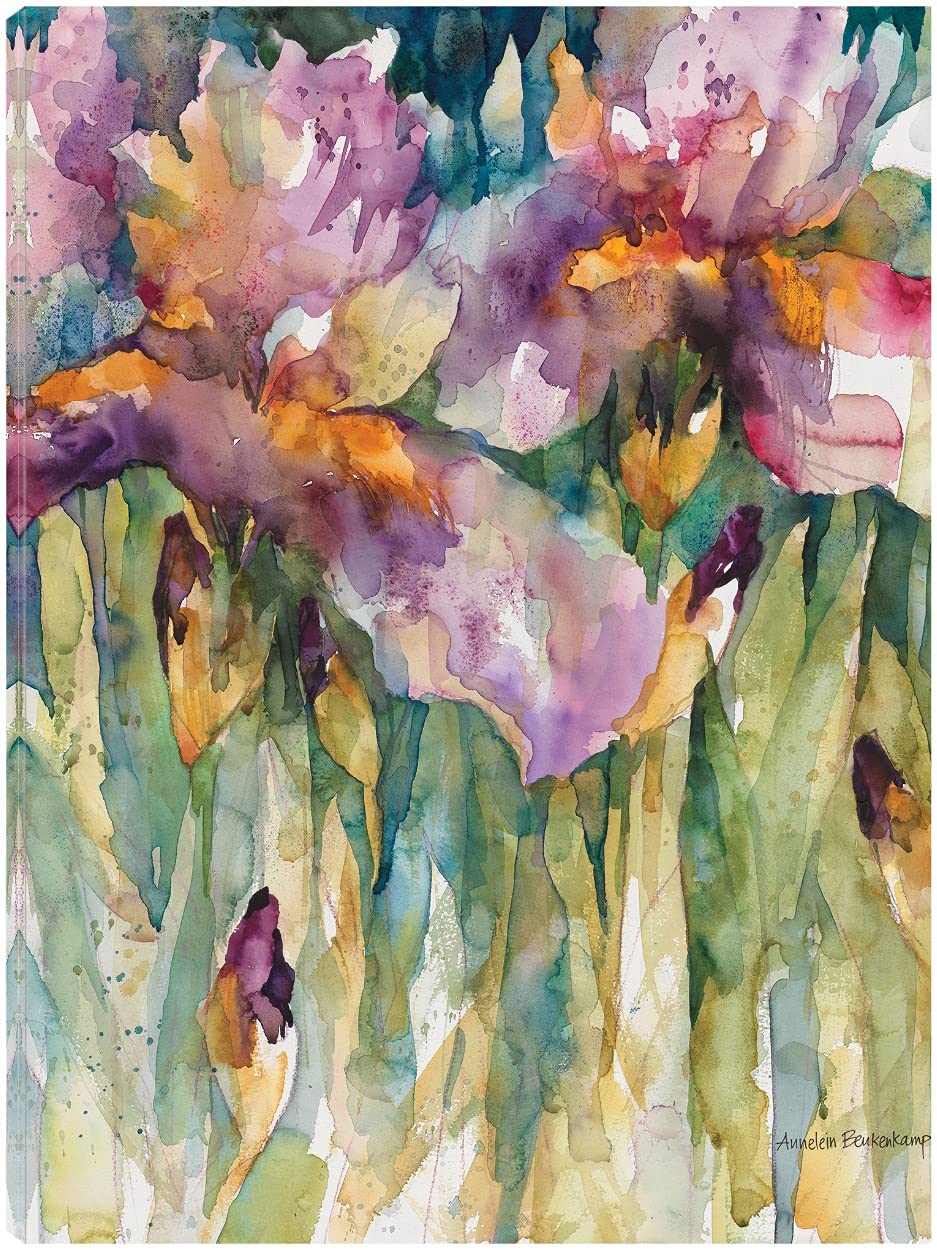 Hand-Painted Siberian Iris Fine Art Canvas Wall Decor by Annelein Beukenkamp - 32x43 Inch Ready-to-Hang Floral Painting for Living Room, Bedroom, Bathroom, Office & Dining Room - Perfect for Home Decor & Gift Giving