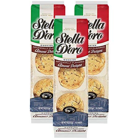 Stella D'oro Almond Delight Cookies (3 Pack, 9 Oz) - Crunchy Italian Almond Cookies for Gifts, Snacking & Coffee Pairing