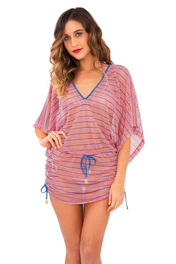 Luli Fama Women's Standard American Dream Cabana V-Neck Dress Cover Up - Stylish Beachwear for Poolside, Vacation & Summer Outfits