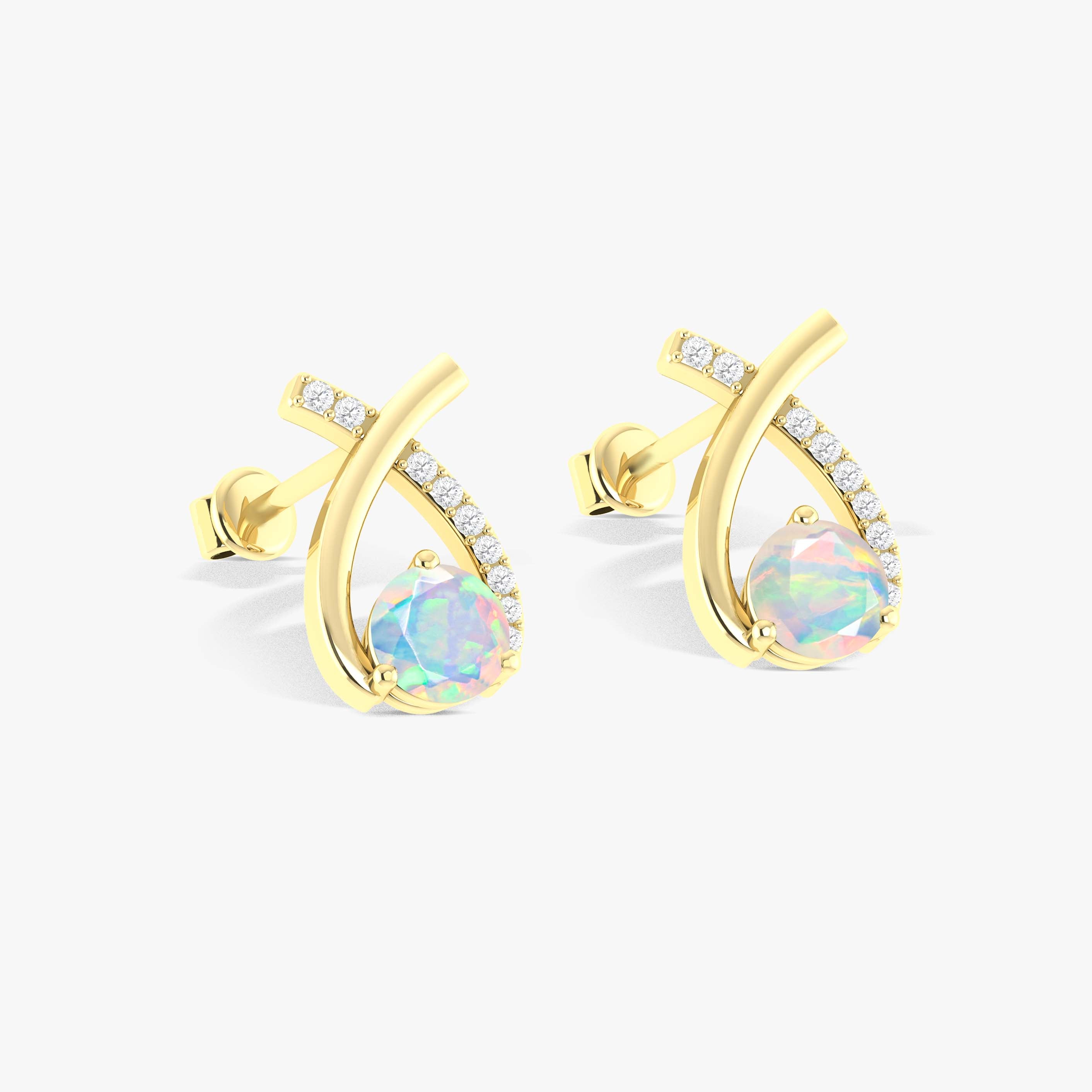 5MM Round Natural White Opal Stud Earrings for Women - Hypoallergenic Sterling Silver Earrings - Perfect for Everyday Wear, Gift Giving & Special Occasions