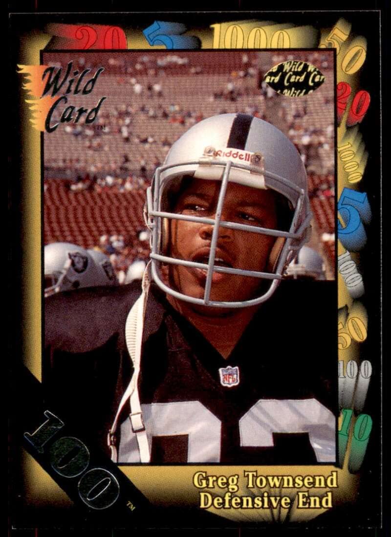1991 Greg Townsend Wild Card 100 Stripe #40 Football Trading Card - Perfect for Collectors, Sports Memorabilia Enthusiasts, and Vintage NFL Fans