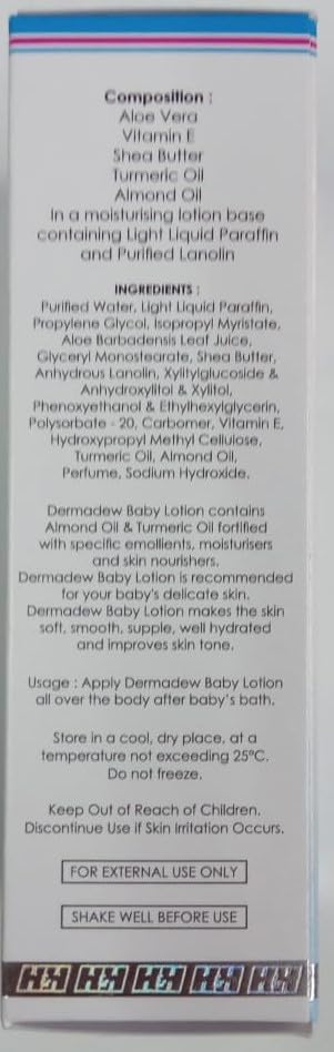 Dermadew Baby Lotion 80ml (Pack of 2) - Hypoallergenic & Moisturizing Baby Skin Care by Life Line Medicos - Perfect for Daily Use, Diaper Rash & Sensitive Skin Protection