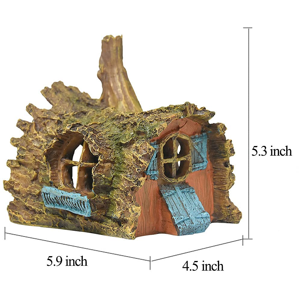 Betta Fish Tank Decorations - Resin Hide Cave & House Ornaments for Small & Medium Aquarium Fish | Aquascape Accessories for Betta, Guppy, Tetra | Perfect for Hiding & Stress Relief in Home & Office Aquariums
