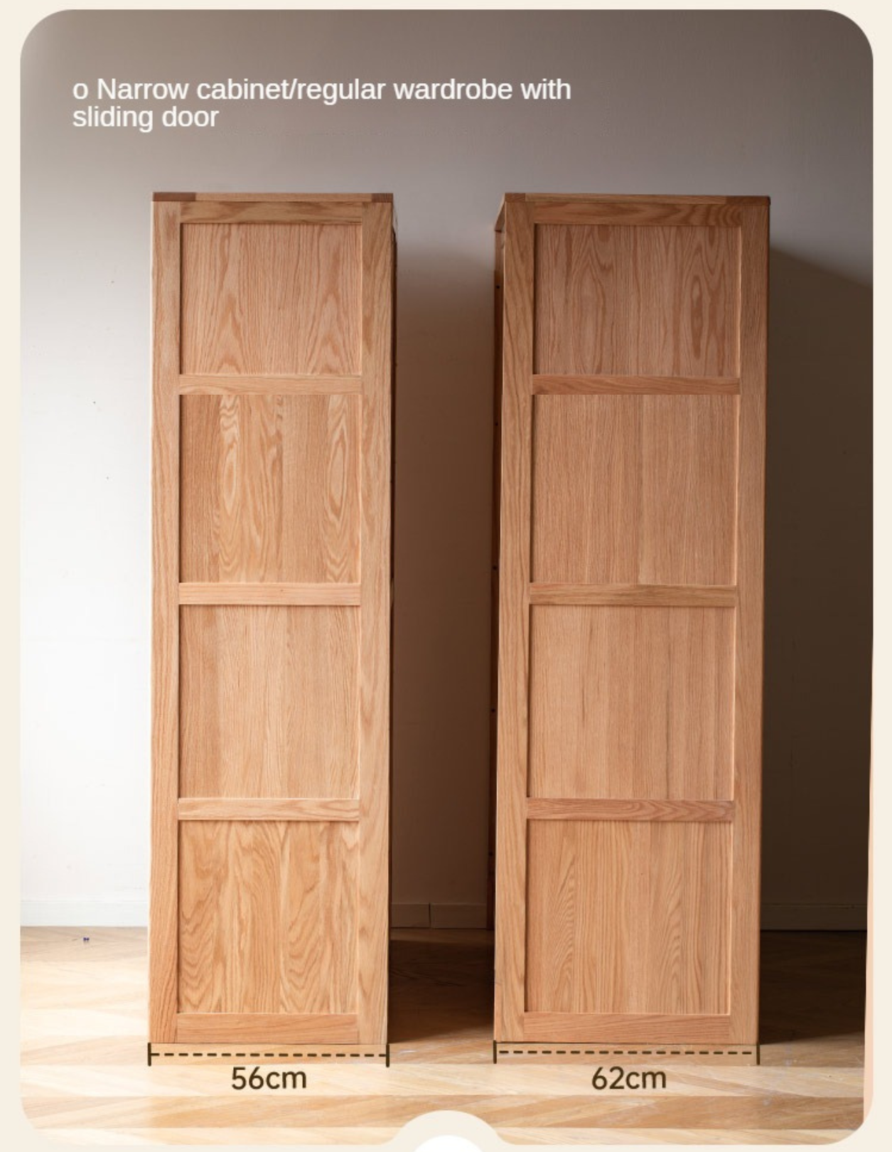 Solid Oak Wood Sliding Door Wardrobe Closet - Modern Storage Solution for Bedroom, Living Room & Office Organization