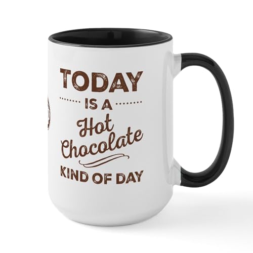 White/Black Inside - Today Is A Hot Chocolate Kind Of Day Large Mugs
