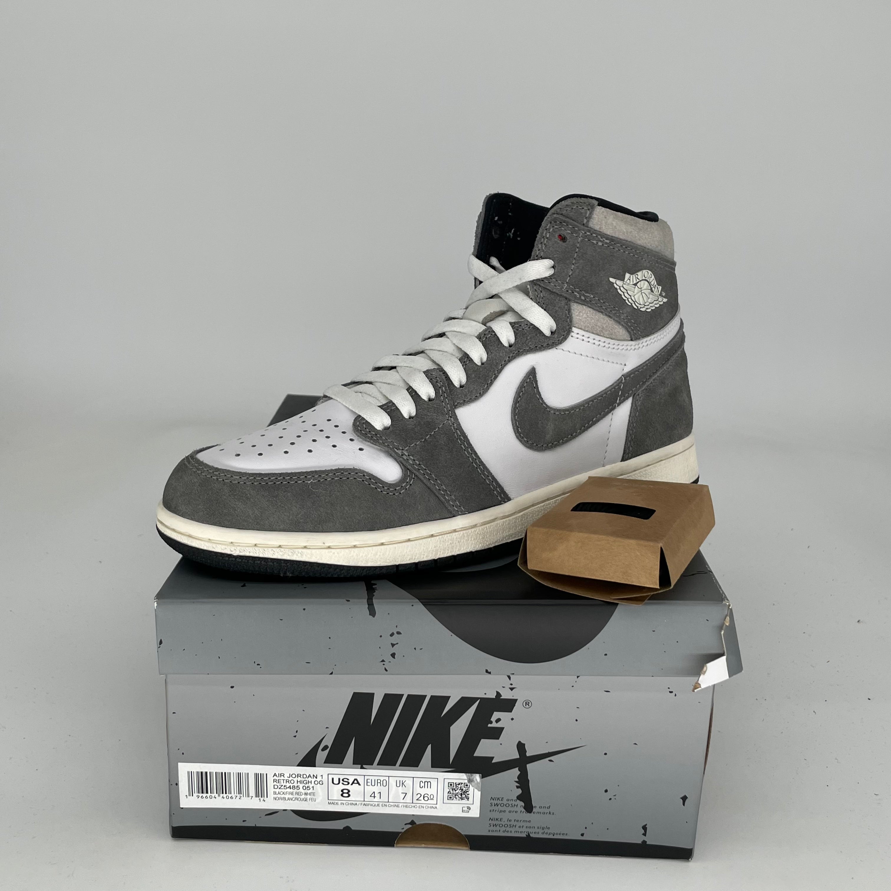 Original Air Jordan 1 Washed Black Men's Basketball Shoes Size 8 (DZ5485-051) - Retro High Tops for Sneaker Collectors & Streetwear Fashion