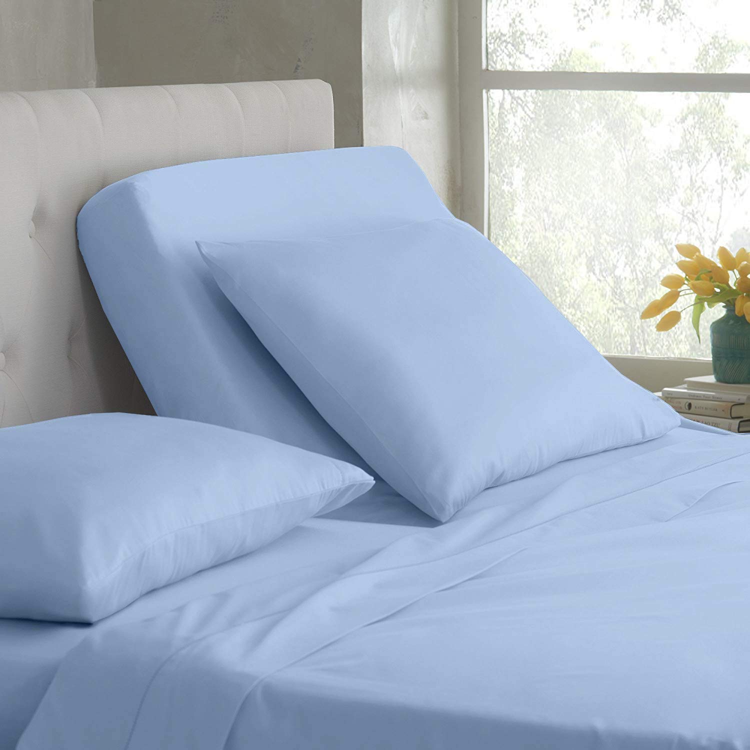 Premium Split King Sheet Set for Adjustable Beds & Sleep Number - 100% Cotton Split Head Flex Sheet Set with 12