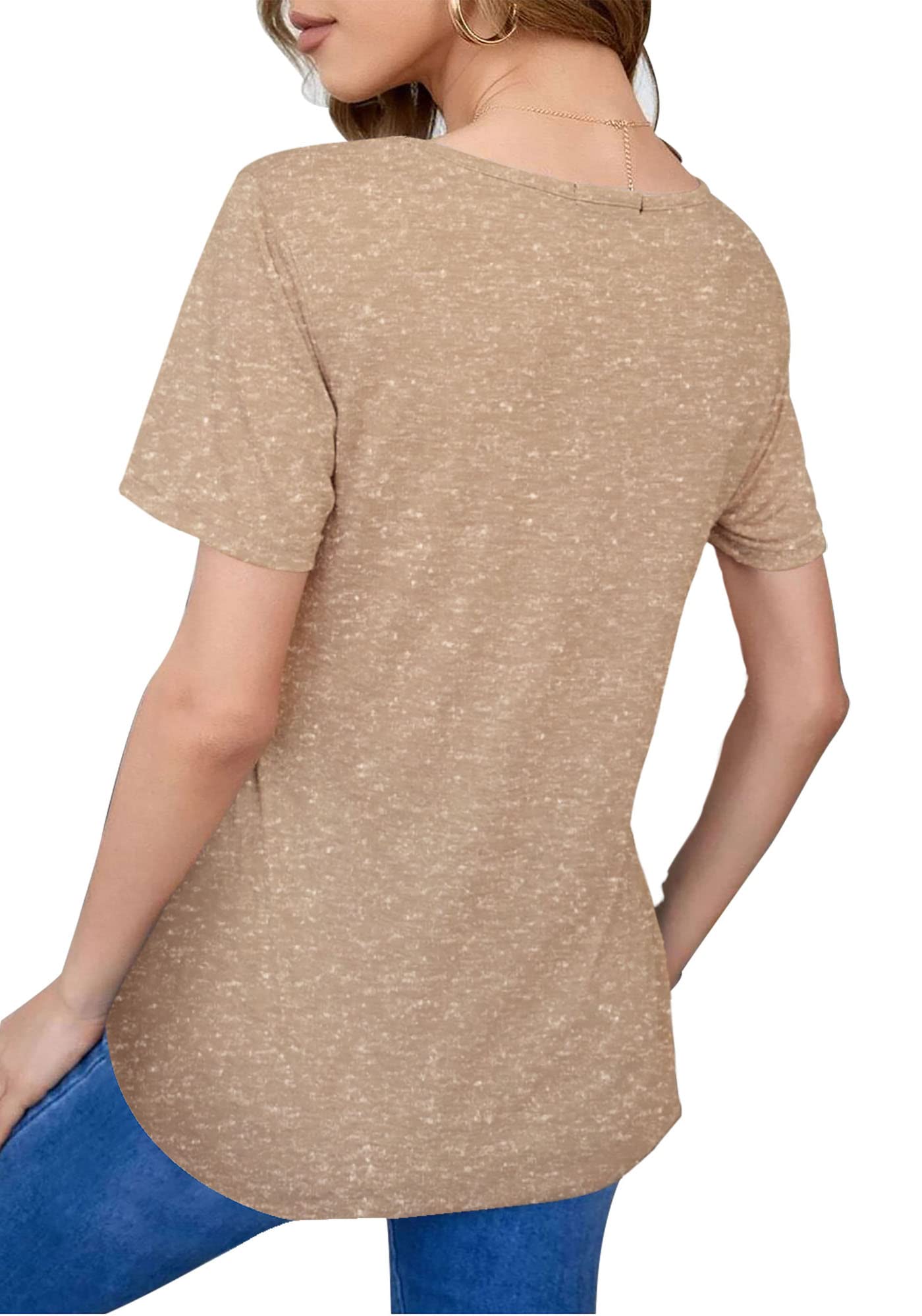 Women's Plus Size Short Sleeve V-Neck T-Shirts - Summer Casual Loose Blouses & Basic Tees | Trendy Fashion Top for Everyday Wear, Office & Outings