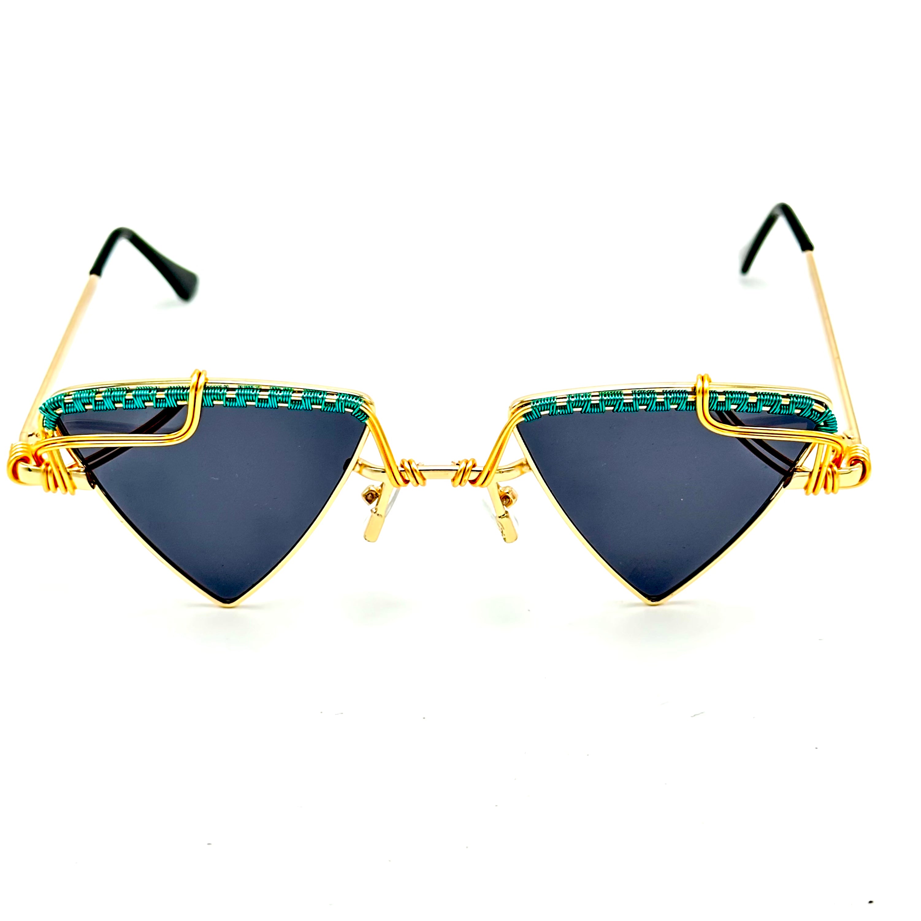 TRIANGLE Teal Gold Geometric Earrings for Women - Elegant Dangle Statement Jewelry for Party, Wedding & Everyday Wear