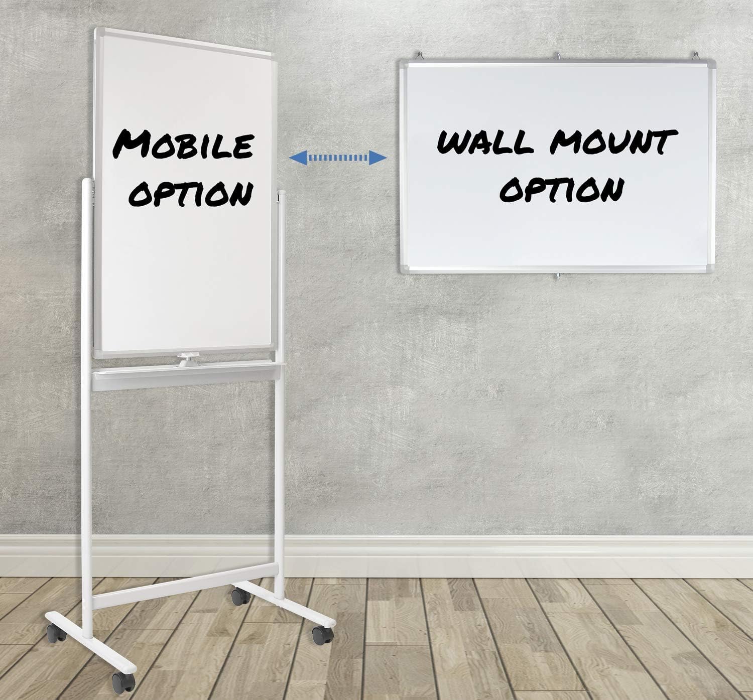 Mount-It! 36x24 Inches Mobile Dry Erase Whiteboard - Double-Sided Magnetic Whiteboard with Locking Casters, Wall Mountable Easel for Office, Classroom & Home Use - Rolling White Board with Stand for Presentations & Teaching