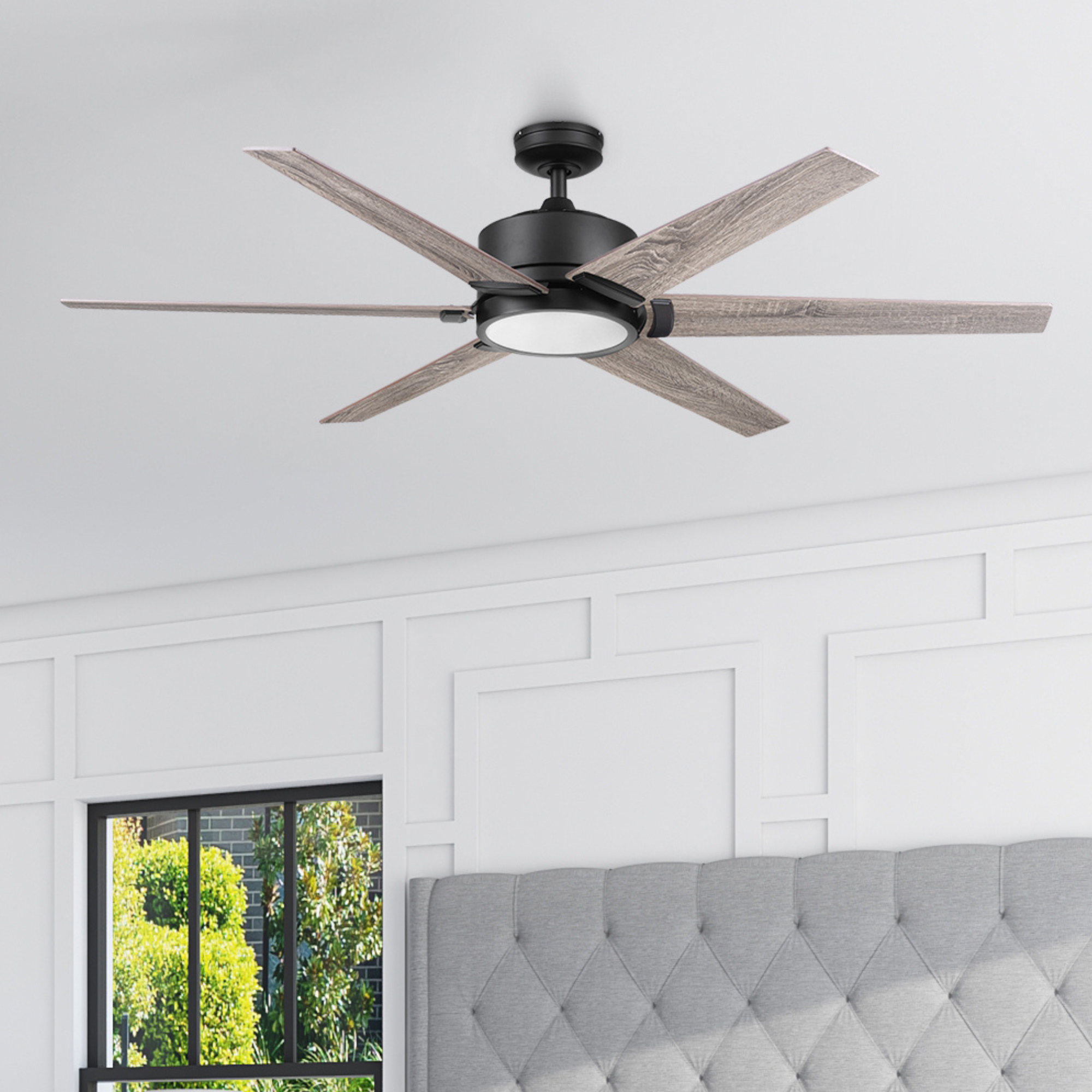 Honeywell Talbert 62 Inch Matte Black Ceiling Fan with Light Kit and Remote Control - Perfect for Living Room, Bedroom, and Outdoor Covered Patio