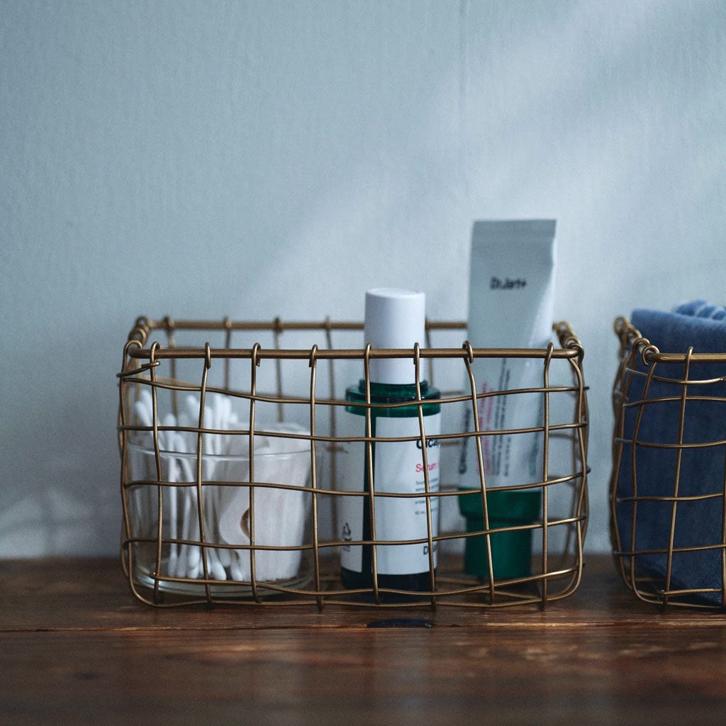Premium Malleable Brass Wire Storage Basket - Handmade Organizer for Home, Office & Bathroom - Perfect for Jewelry, Keys & Small Items