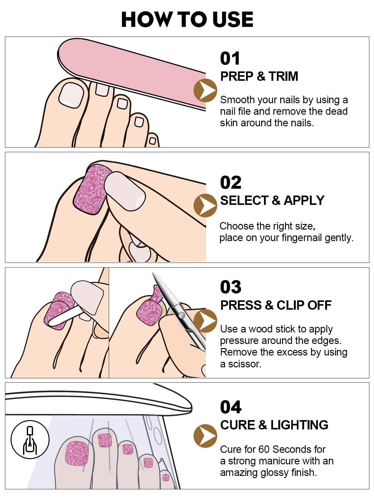 EBANKU Gel Toe Nail Stickers - Long-Lasting Gel Nail Strips for Toes, UV/LED Cured Nail Art Wraps, Shiny Peach Color - Perfect for Pedicures, Summer Sandals & Beach Vacations
