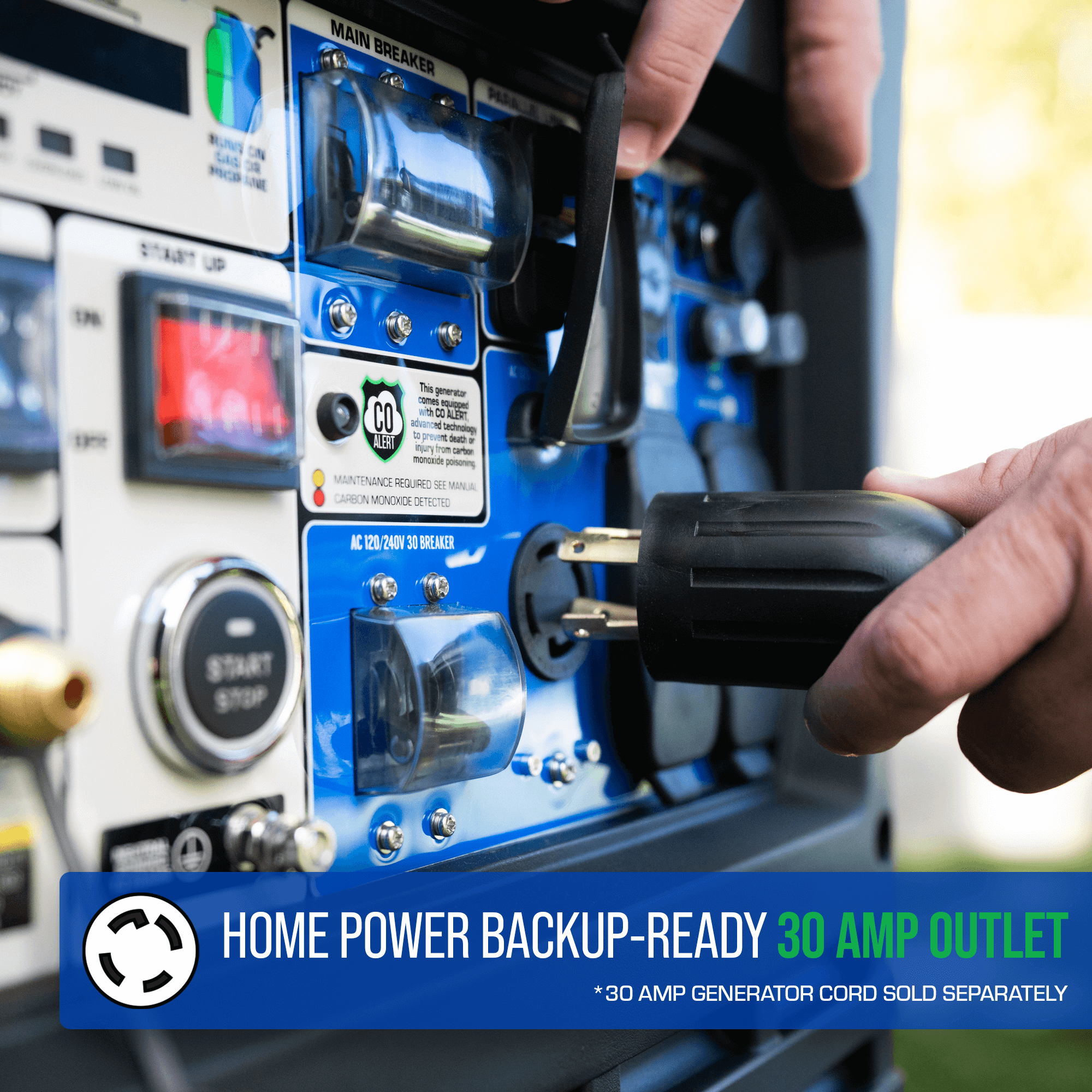 9,000 Watt Dual Fuel Portable Inverter Generator with CO Alert - Reliable Backup Power for Home, Camping & Emergency Use