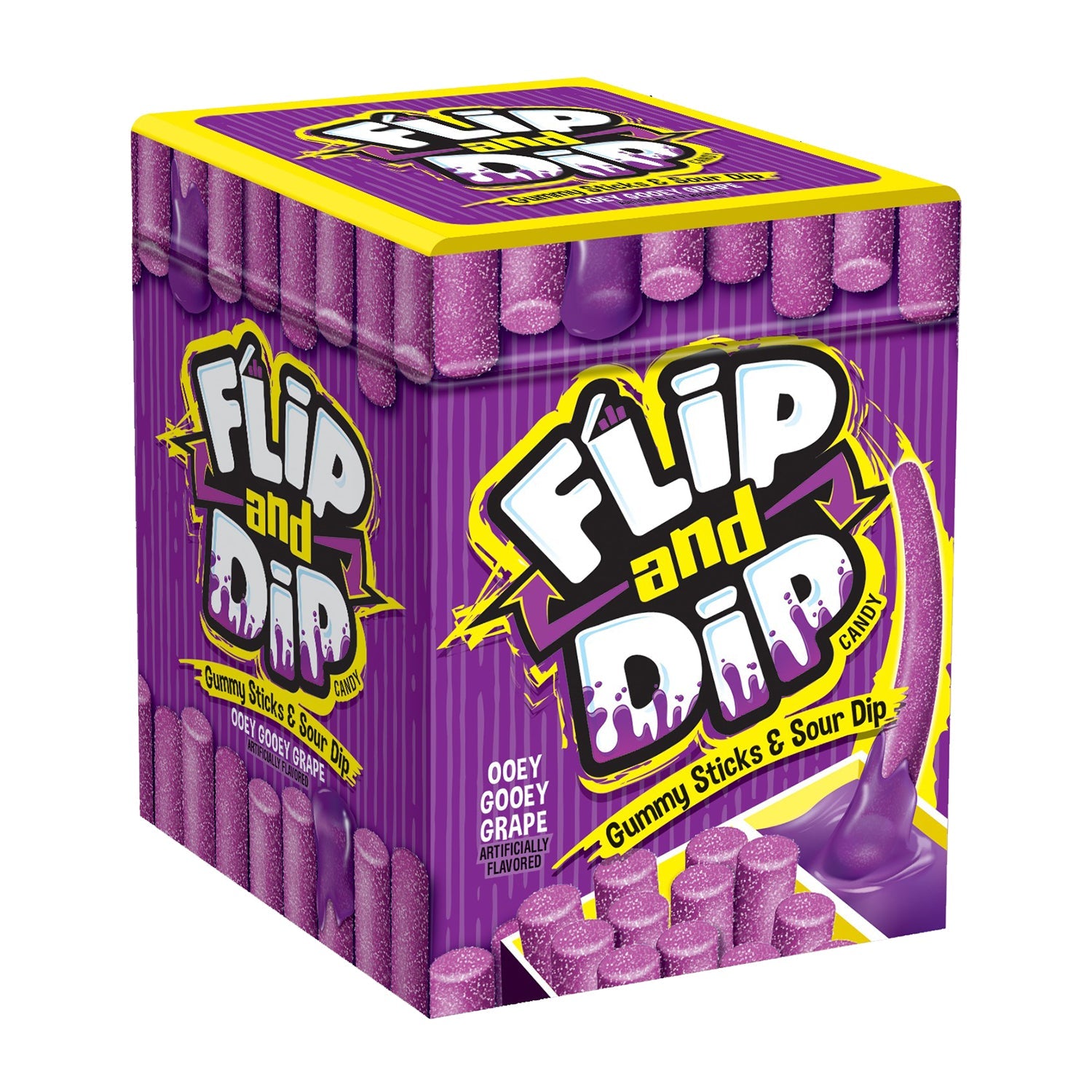 Flip N Dips Gummy Dips Candy - 8 Count Box | Sour & Sweet Gummy Treats for Kids, Parties & Movie Nights
