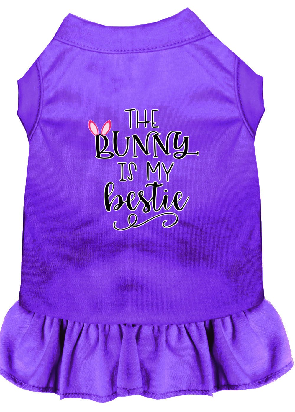 Bunny is My Bestie Screen Print Dog Dress - Cute Pet Clothes in Multiple Colors for Small & Medium Dogs - Perfect for Easter, Spring Outfits & Photo Shoots
