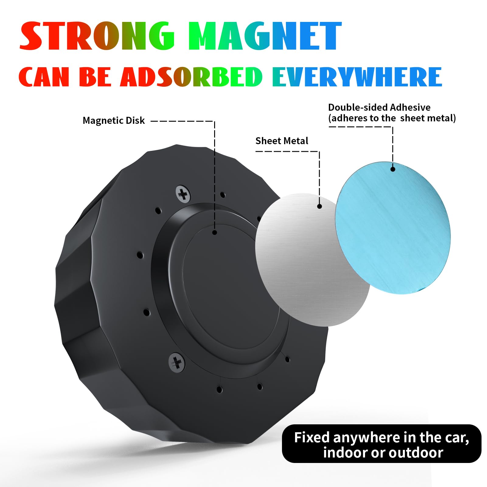 Rechargeable Sound-Activated Mini Disco Ball for Car - Multicolor LED Party Lights with Music Sync, USB Charging & 360° Rotation (Black) | Perfect for Road Trips, Night Drives & Car Parties