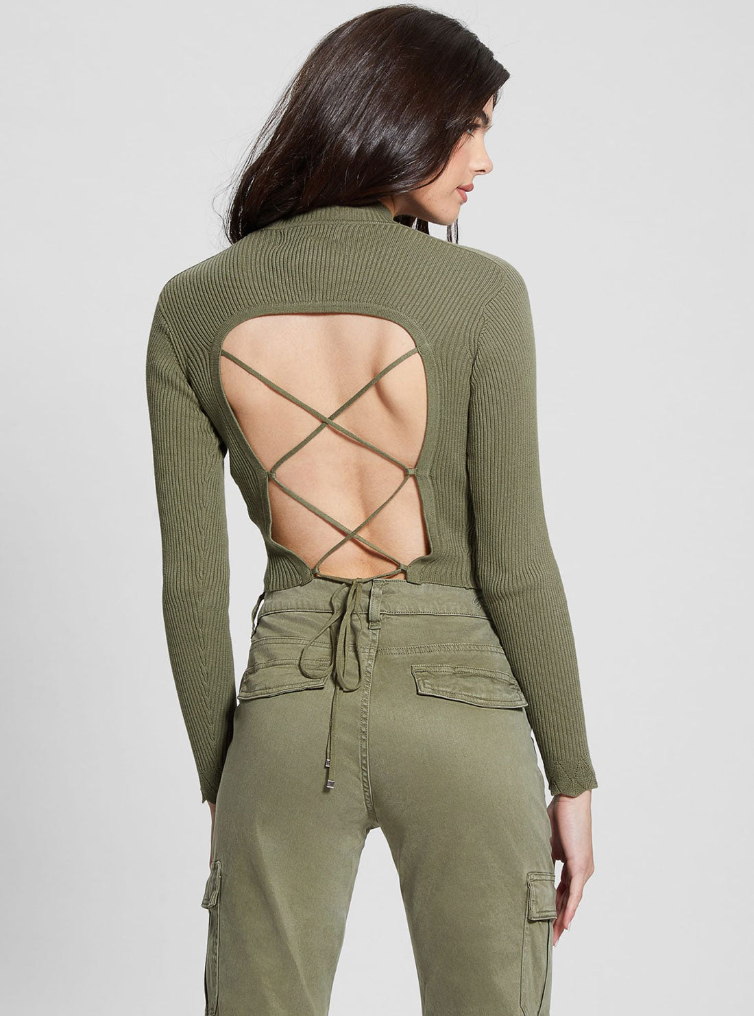Green Marie Open Back Knit Top - Women's Summer Casual Lace Crochet Blouse for Beach, Party & Date Night Outfits